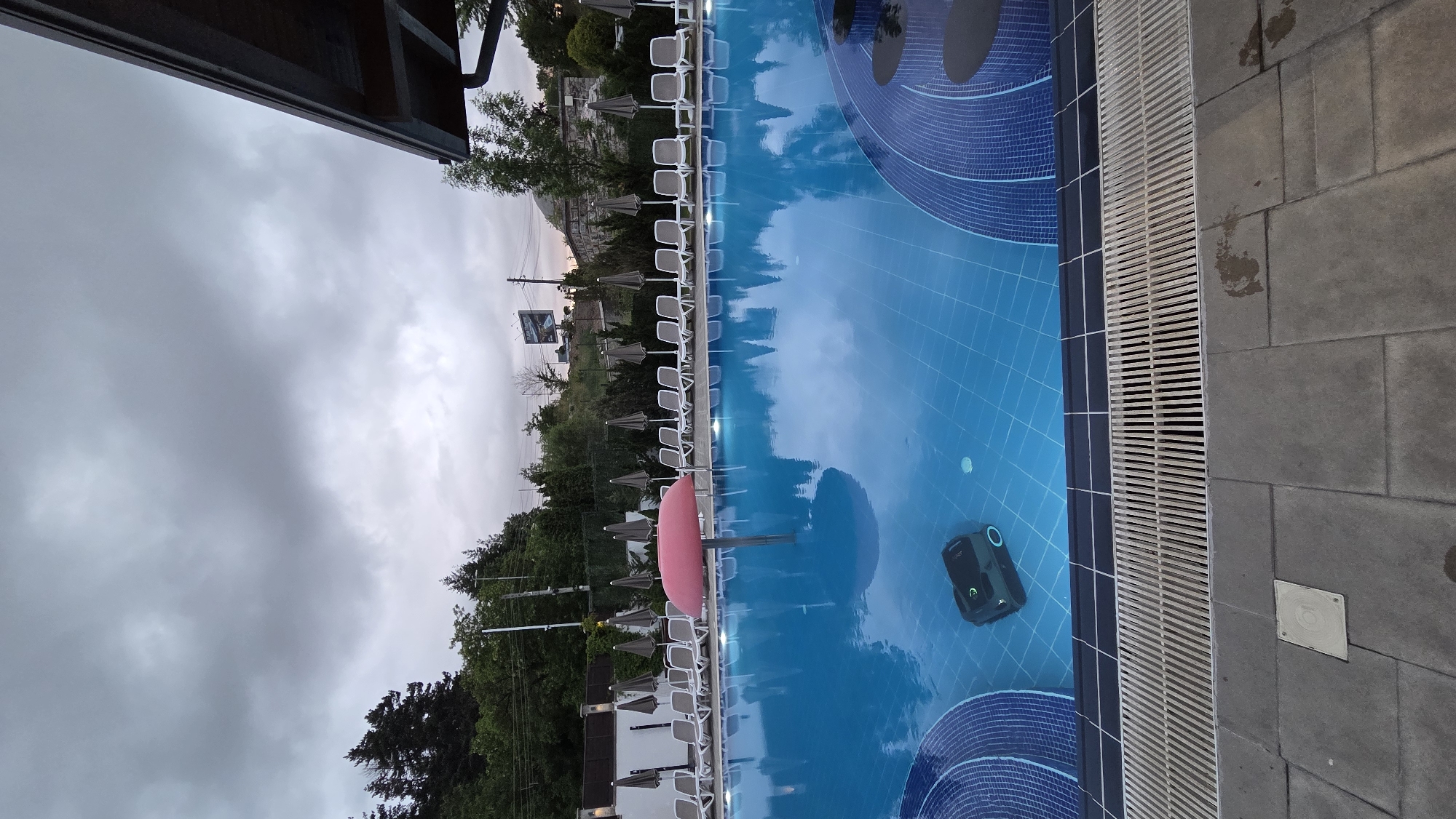 Swimmer prepares for pool visit in Bania, Bulgaria