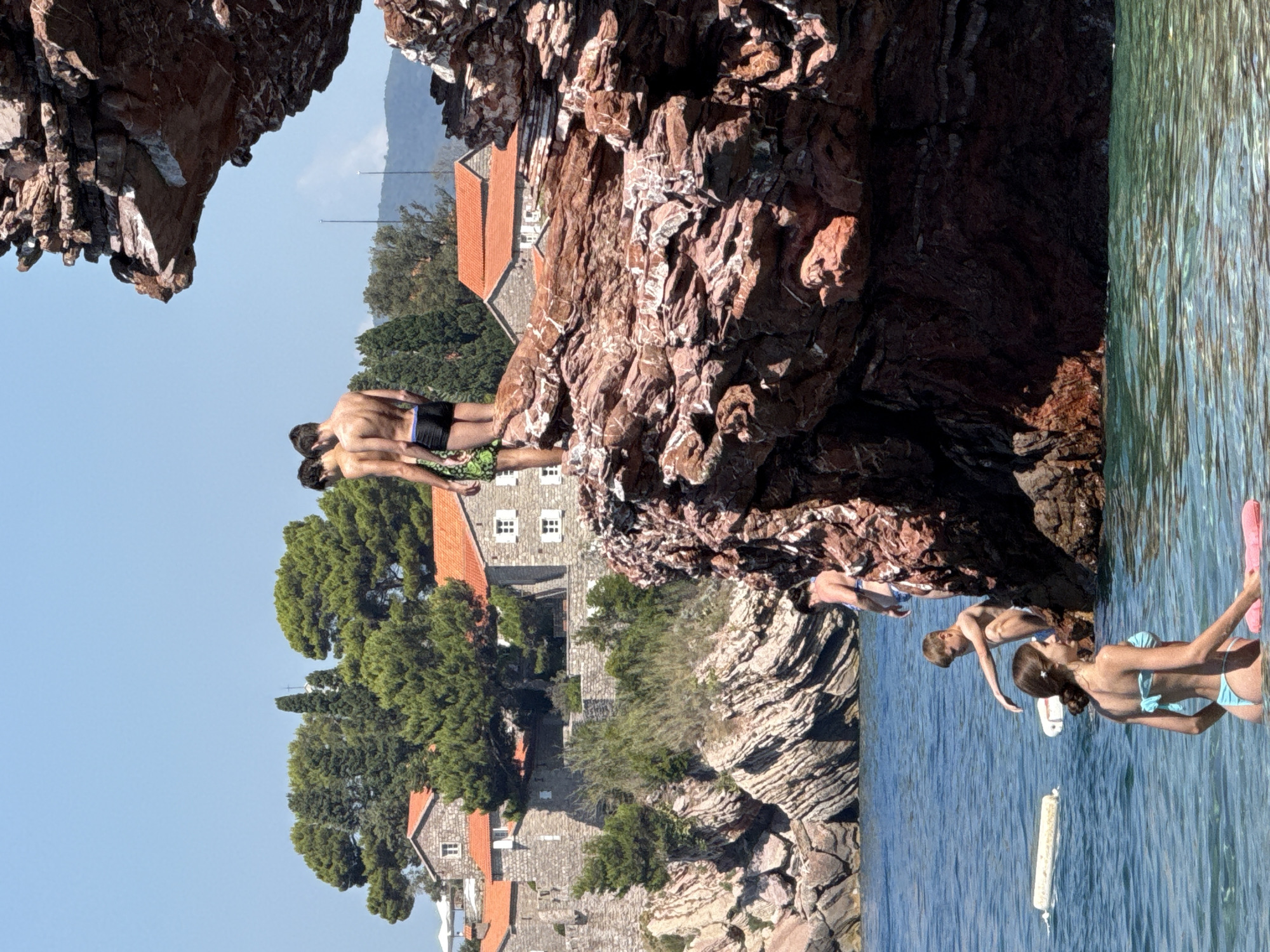 Summer morning on the water around Sveti Stefan and Pržno