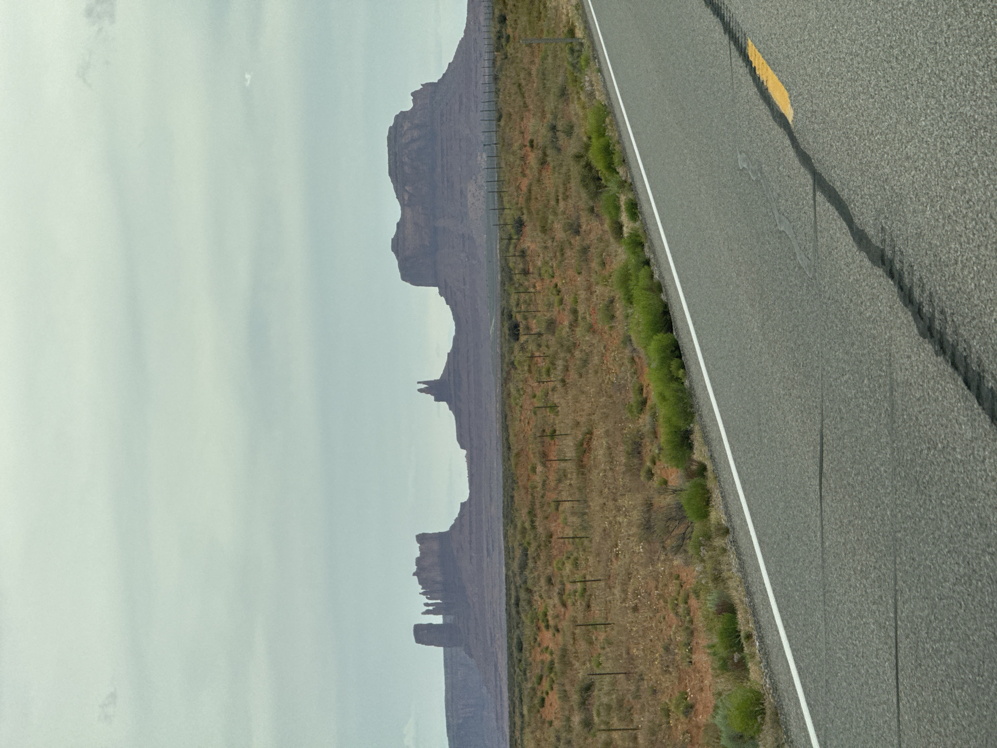 Vehicle journey through Monument Valley desert highway documented