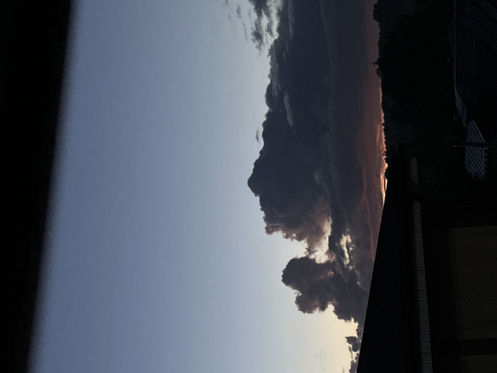 Storm clouds move over Nizhny Novgorod at dusk