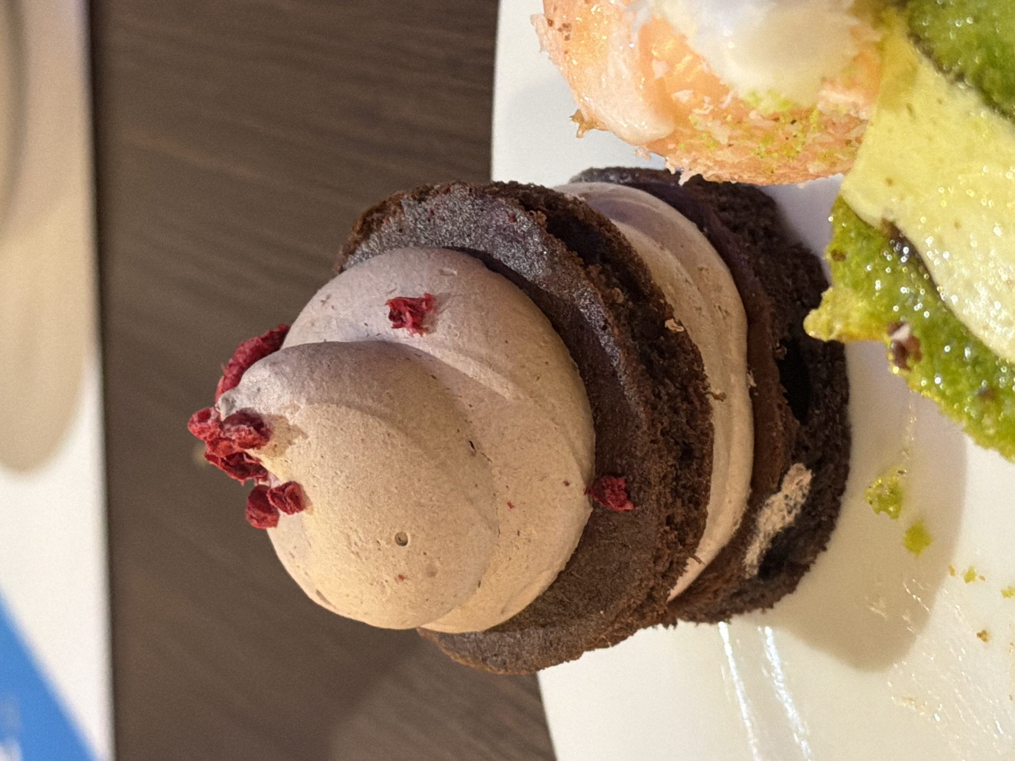 Layered chocolate dessert photographed in Varna, Bulgaria