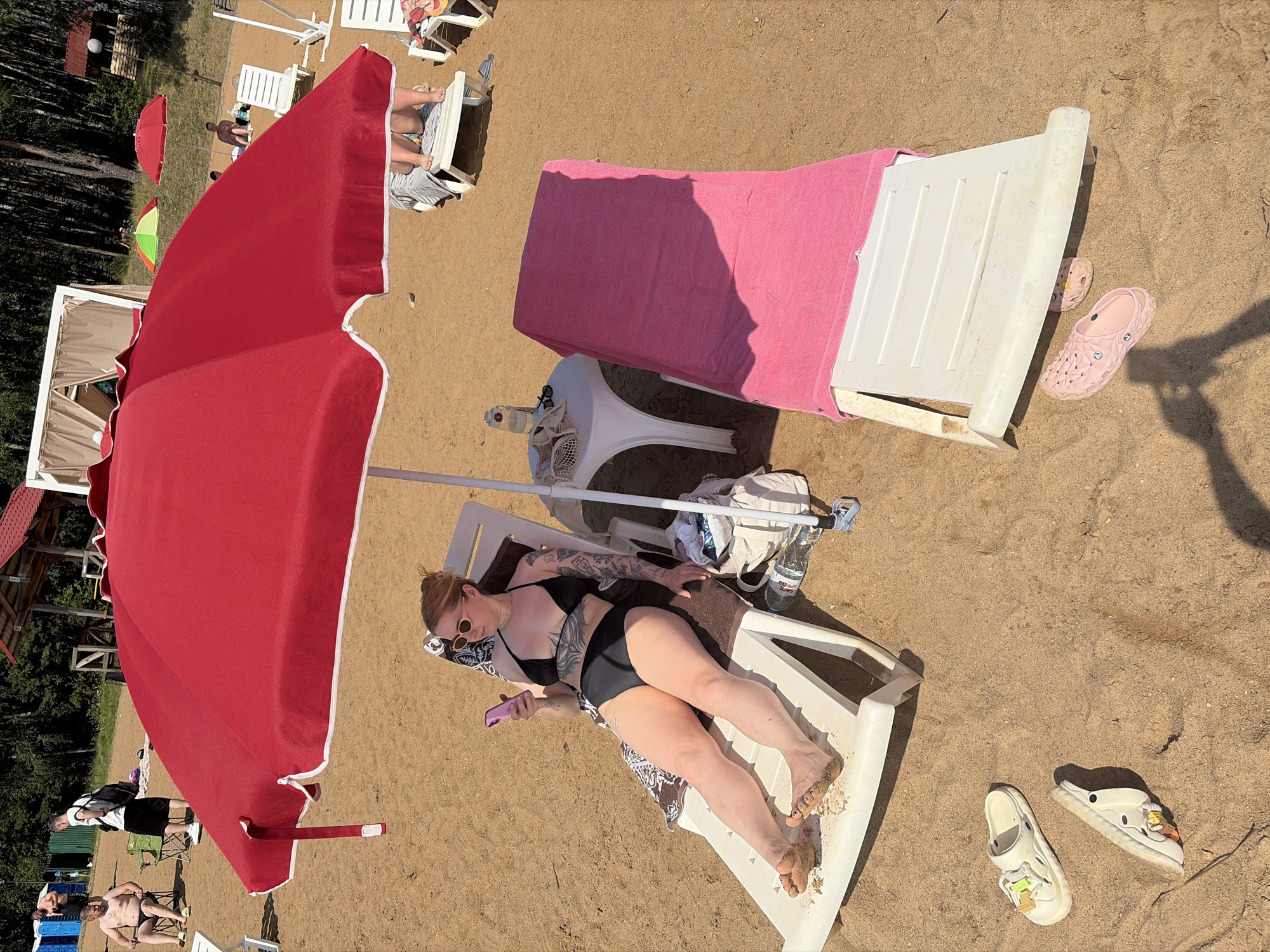 Summer afternoon at a Belarusian beach, fields nearby