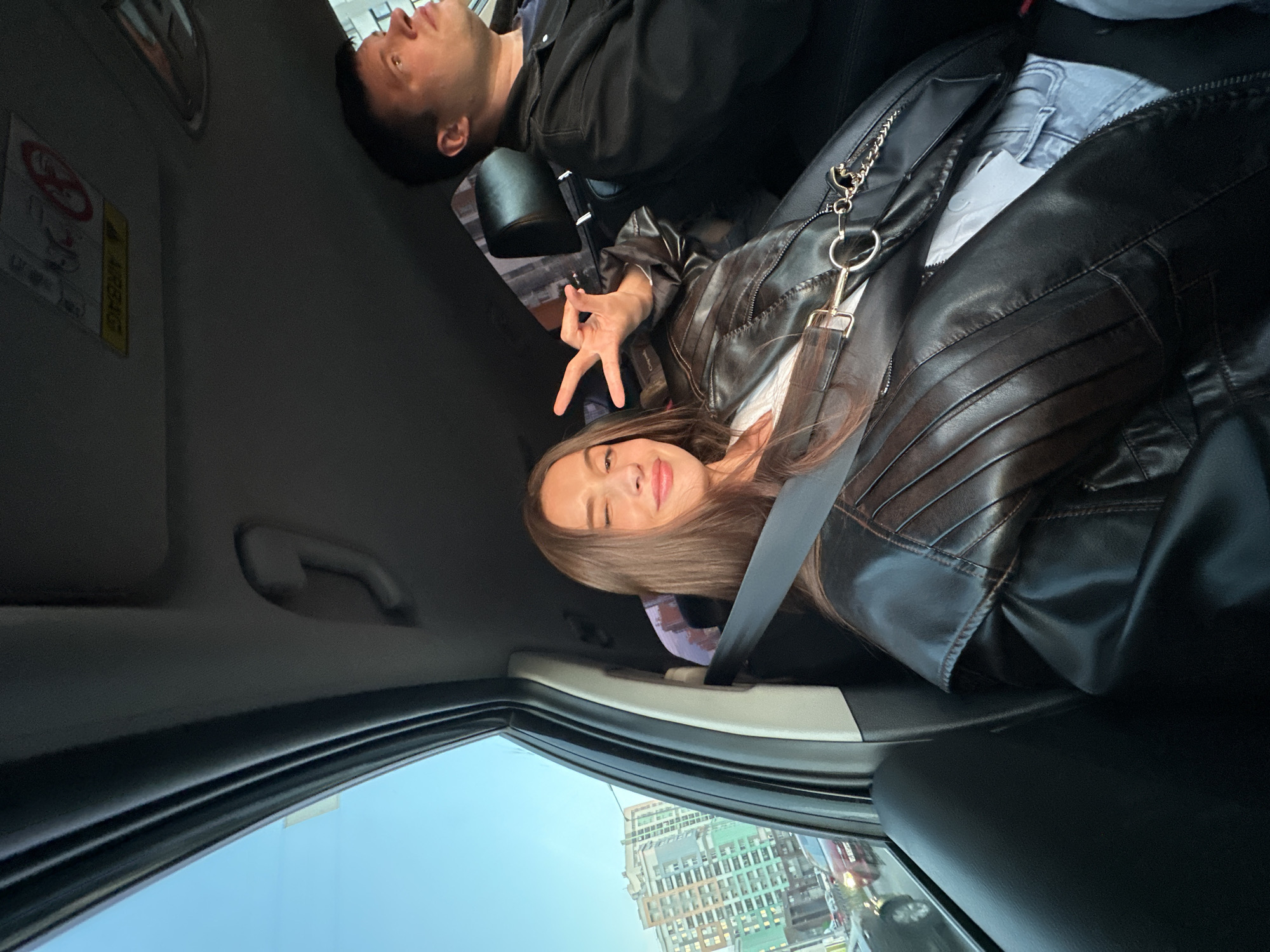 Woman photographed in playful car moment in Yekaterinburg