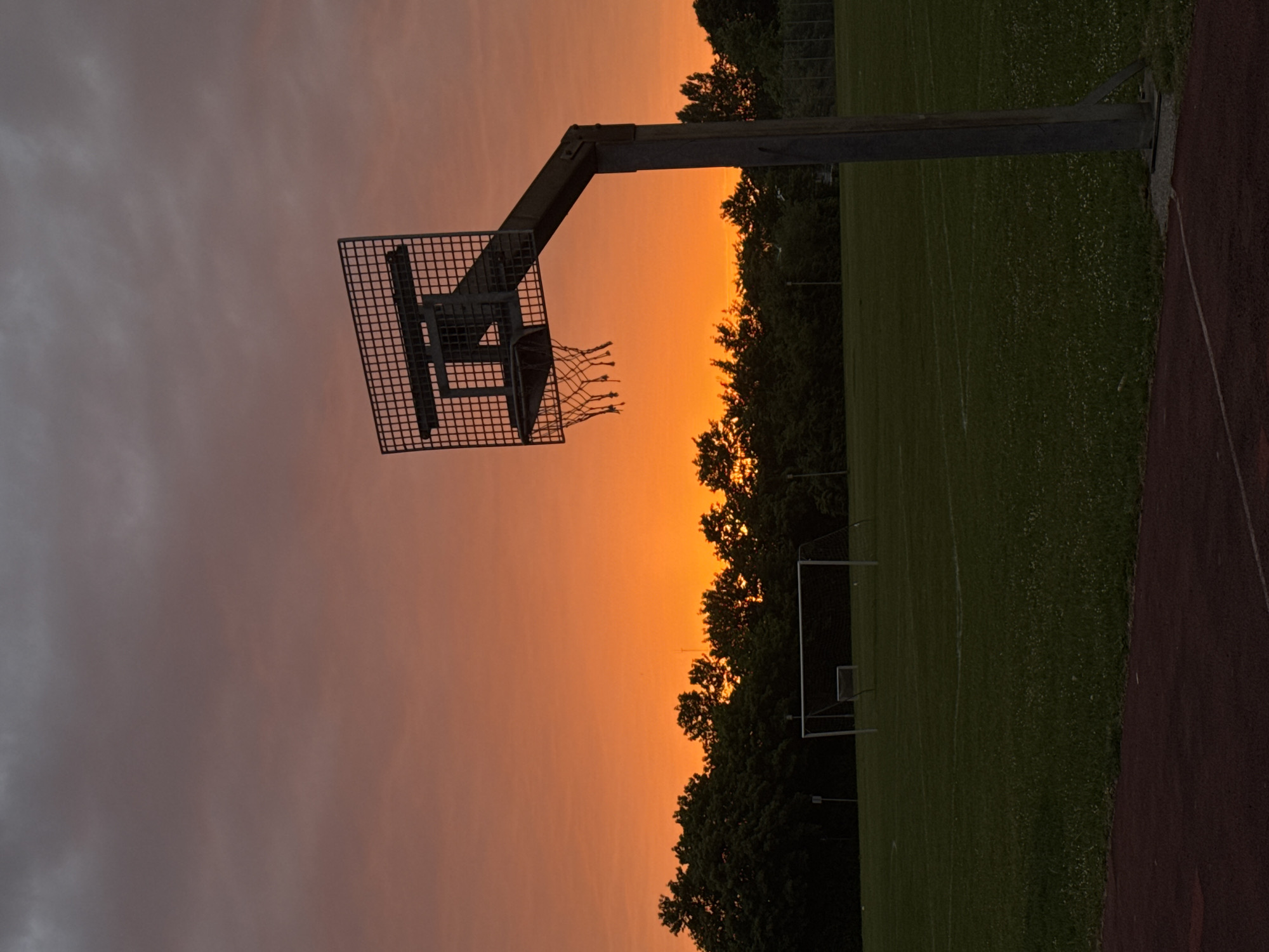 Sunset illuminates sports facilities in Sønderborg, Denmark
