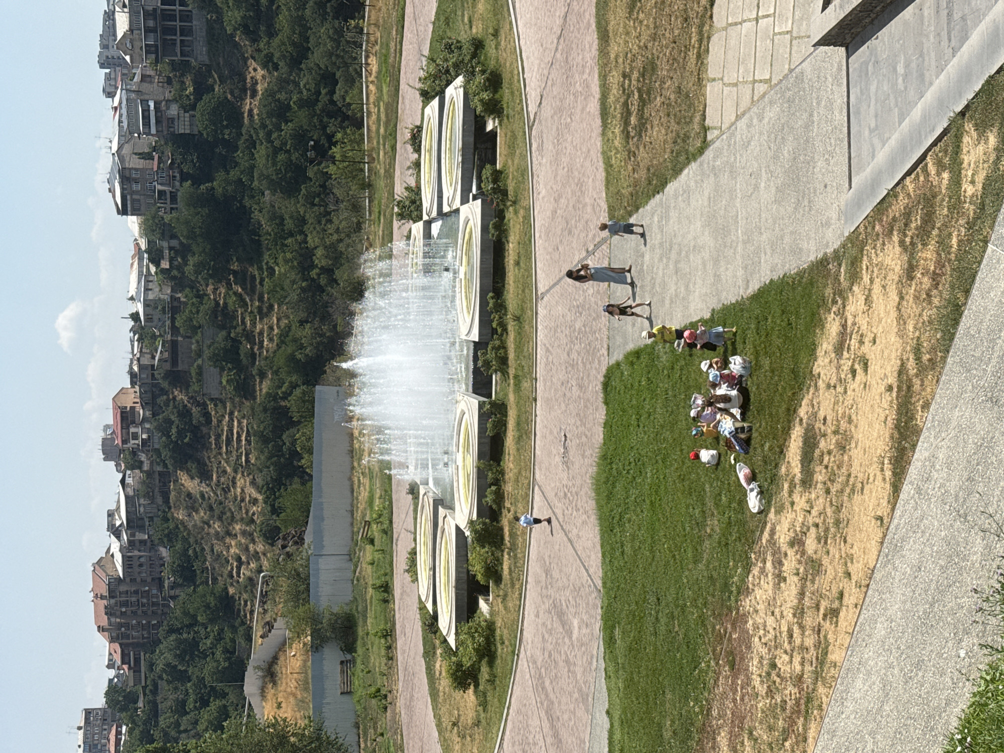 Morning at Yerevan's Cascade park: fountains, roses, and city views