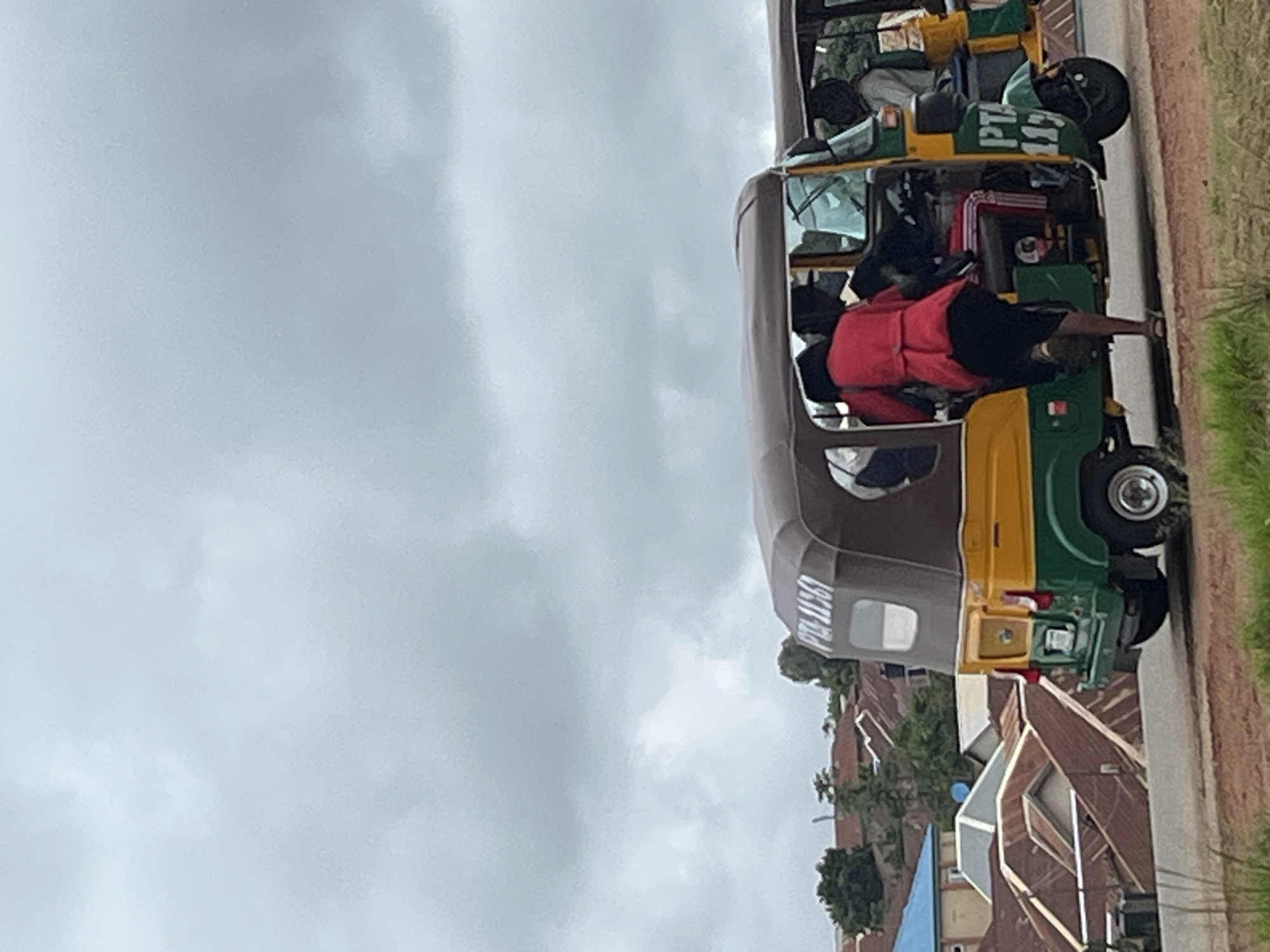 Overcast day over Jos's crowded corrugated-roof neighborhood