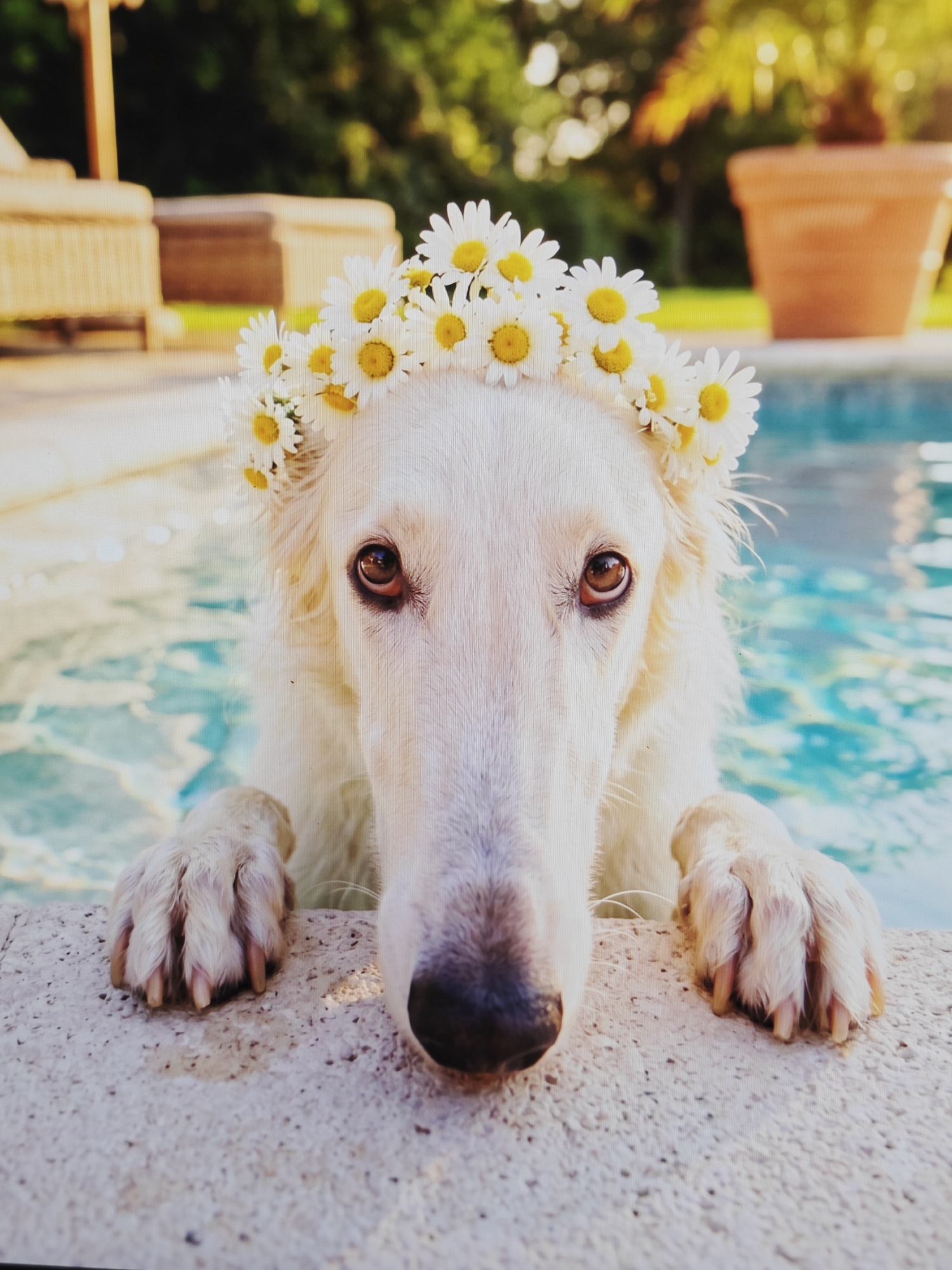 Borzoi and Saluki dogs in a relaxed, flower-crowned photo series