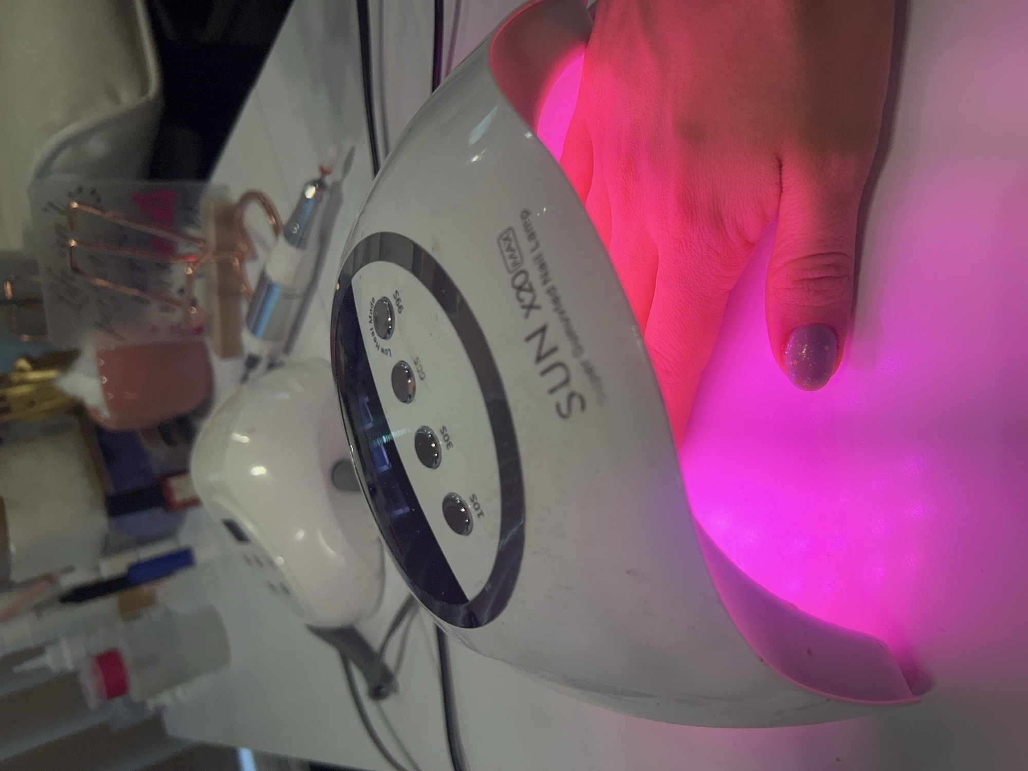 Nail treatment session documented in Sofia using professional UV lamp