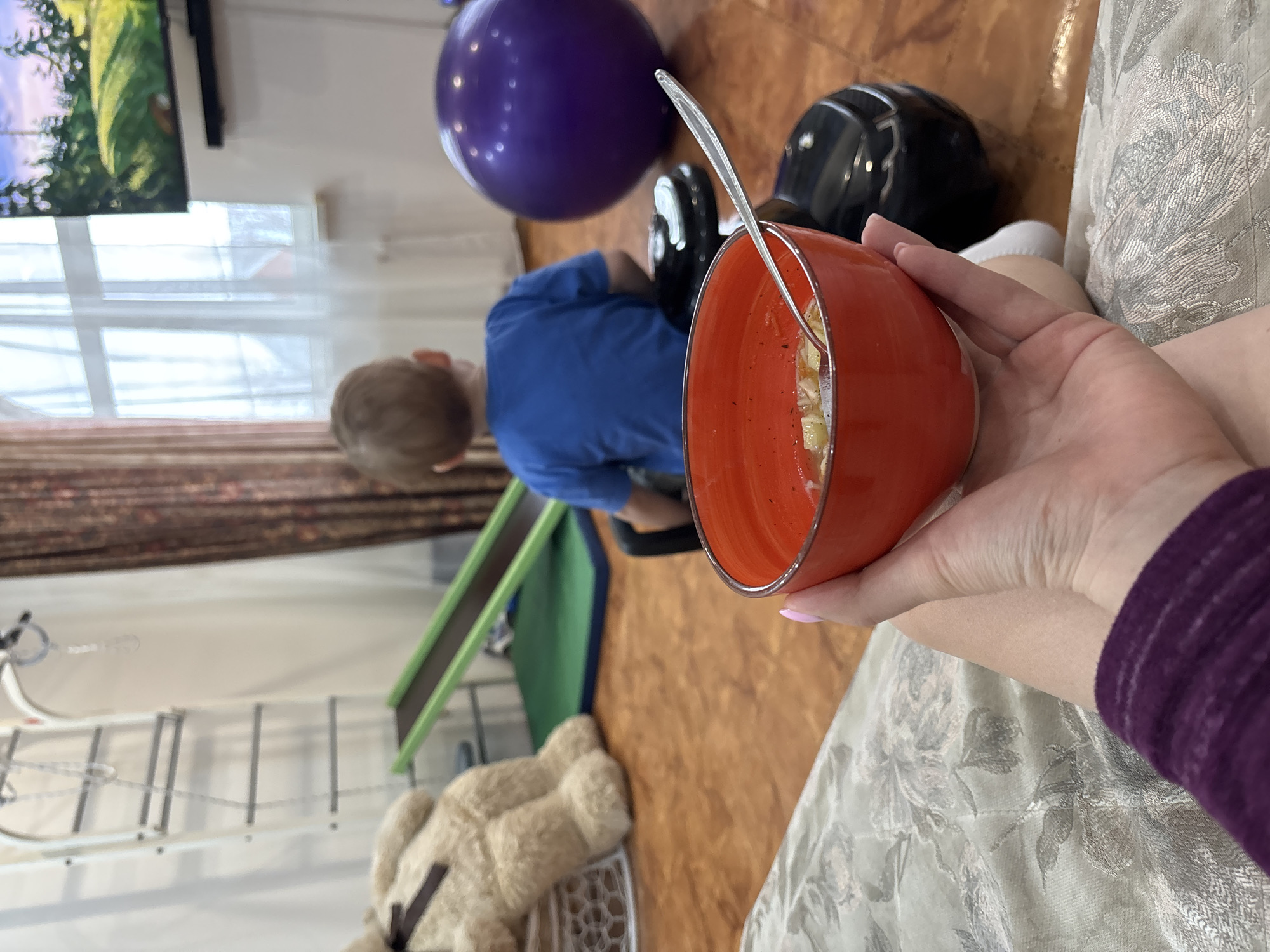 Morning domestic scenes captured at Russian home with playground