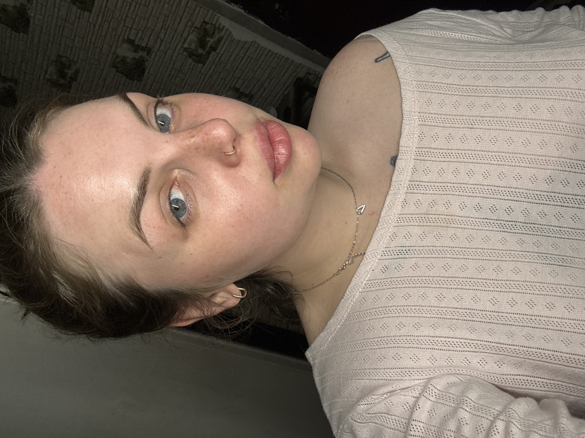 Woman takes selfies during brief photo session in Ukraine