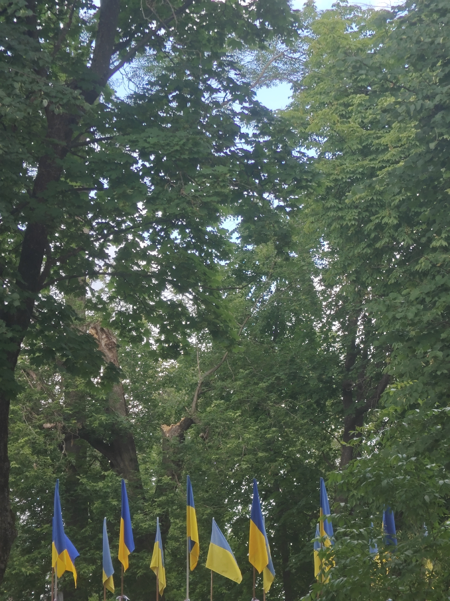 Morning walk through Hadiach park captures Ukrainian memorial, church views