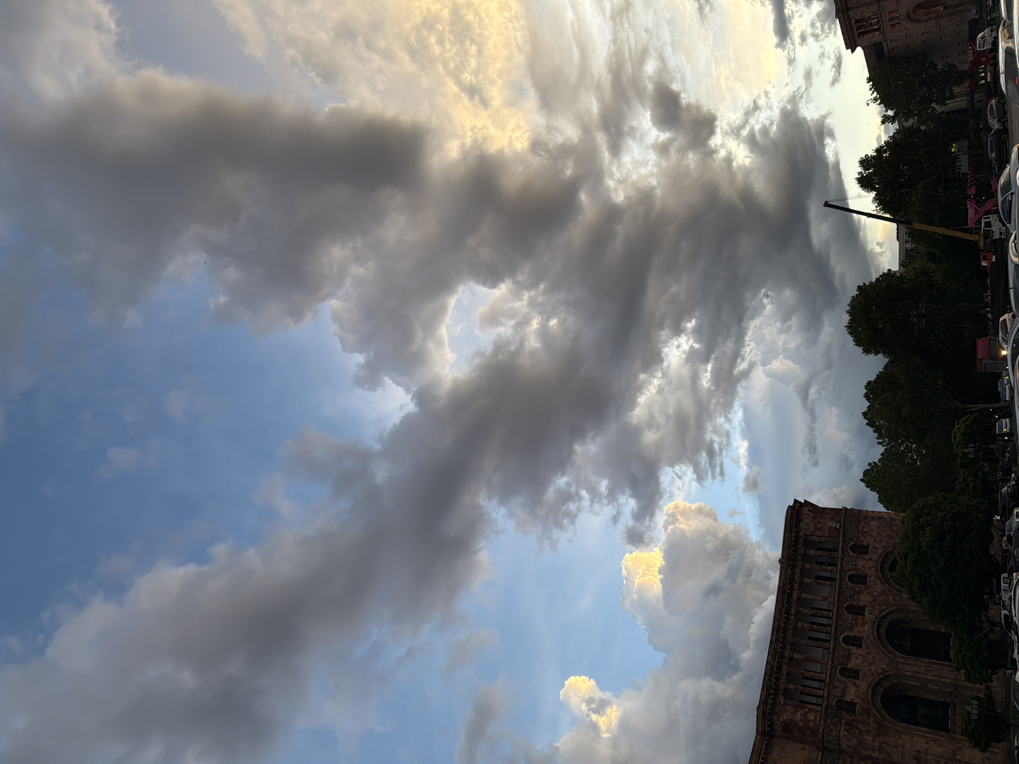 Dramatic golden clouds observed over Yerevan cityscape