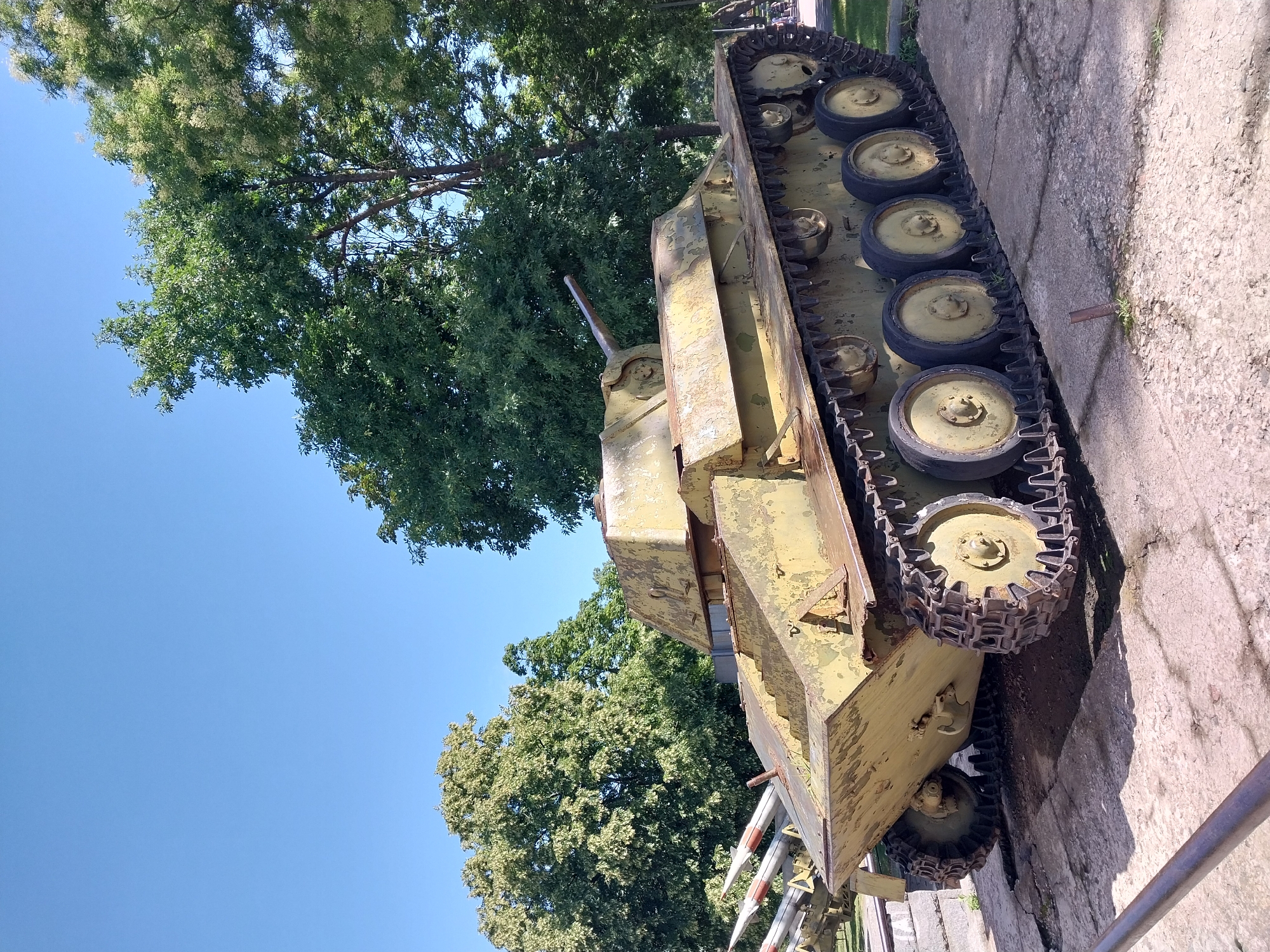 Outdoor military monument park in Dnipro on a sunny morning