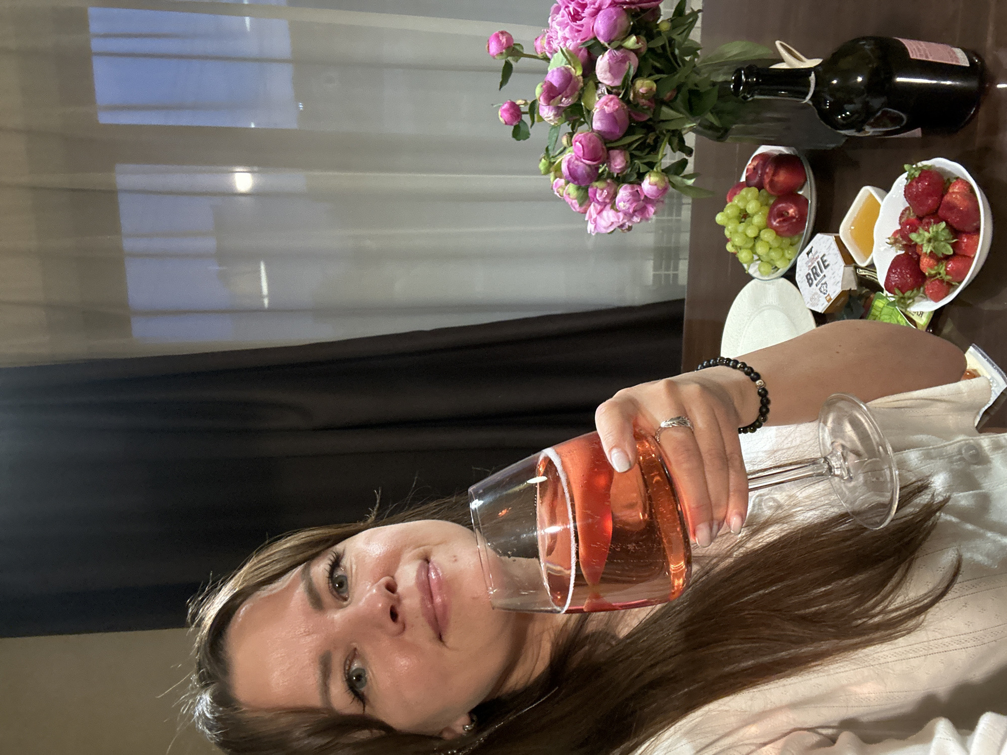 Wine, charcuterie, and peonies for an evening in Chaikovsky