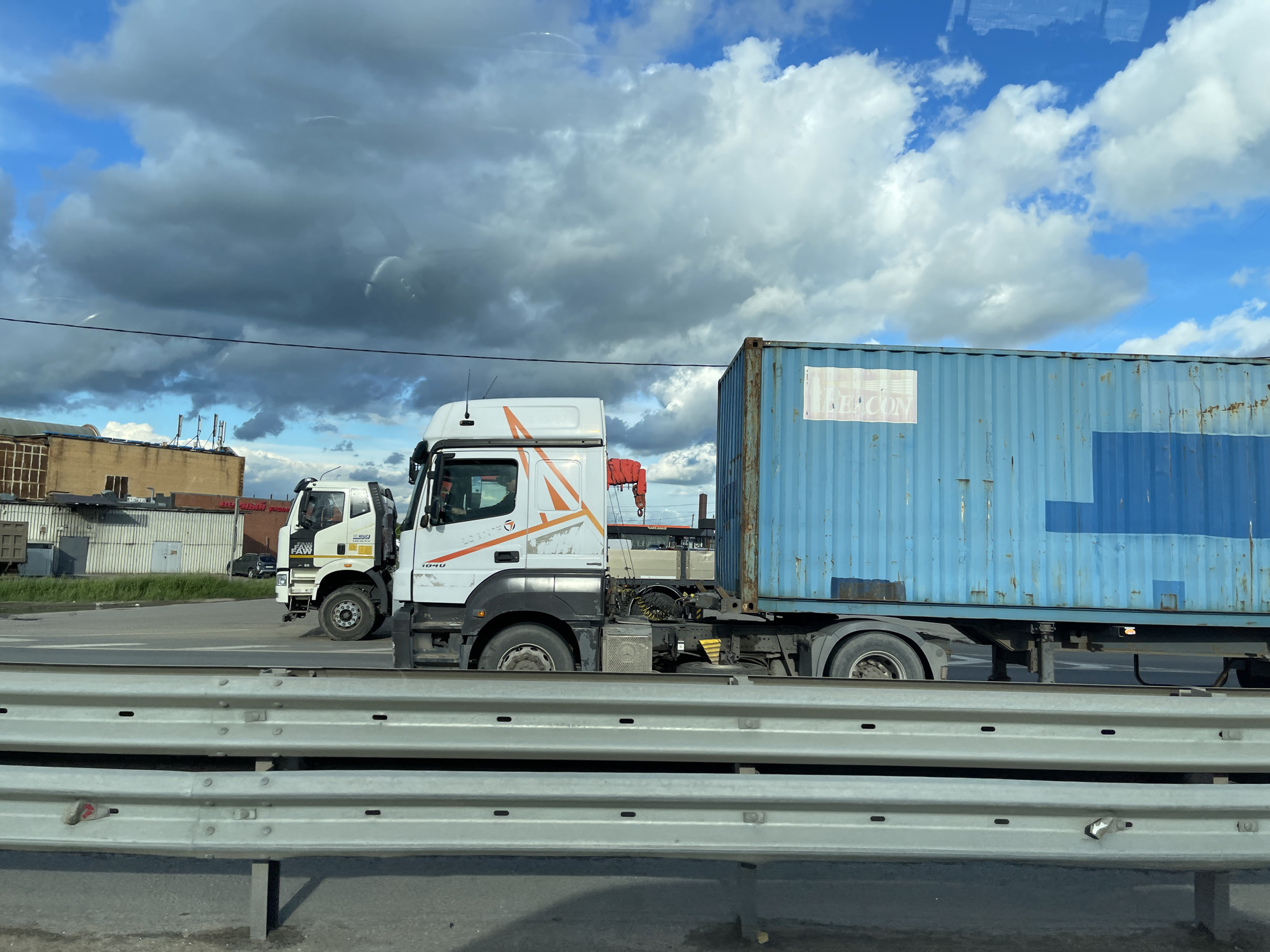 Commercial vehicles and residential areas observed near Moscow