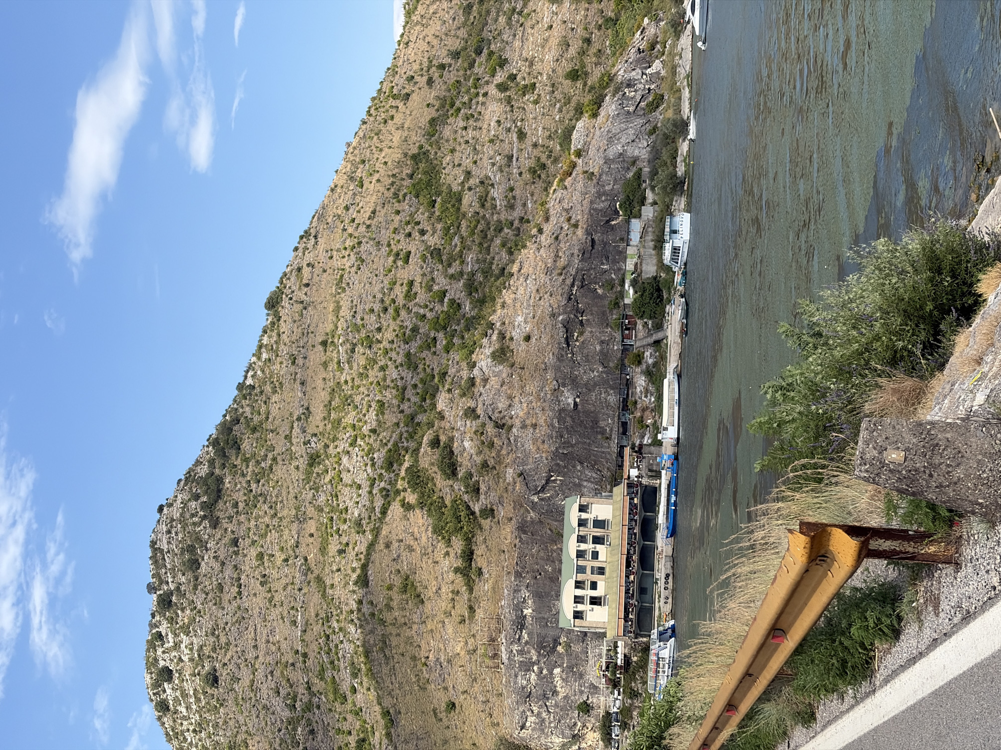 Car crash and lake views along Montenegro's Skadar shoreline