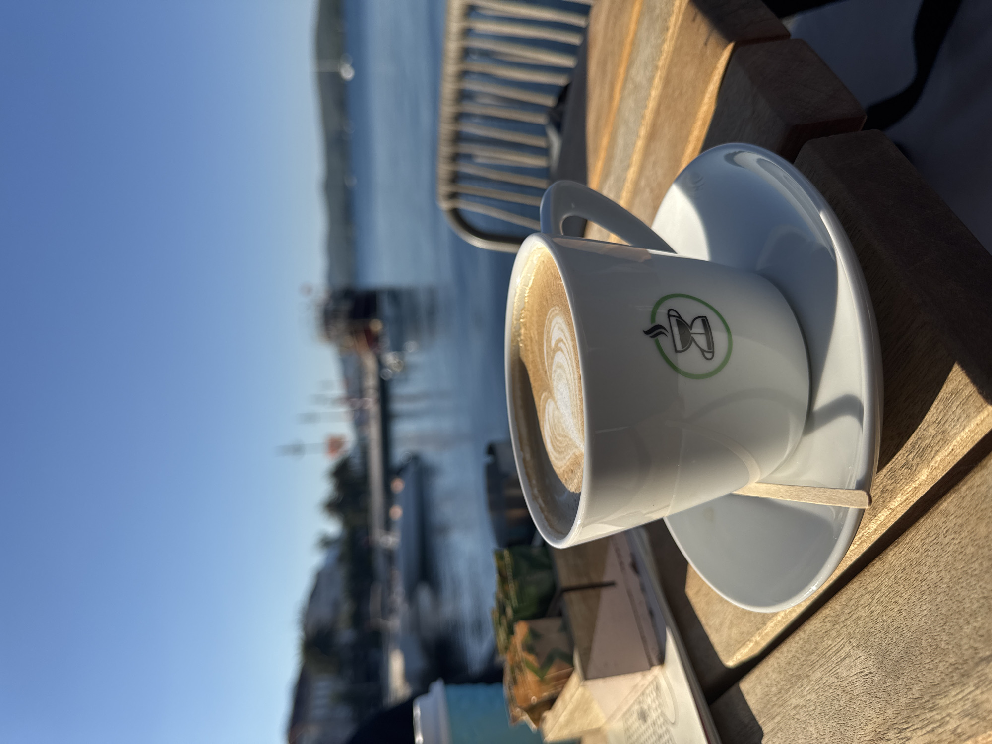 Morning coffee served with bay view in Tivat, Montenegro