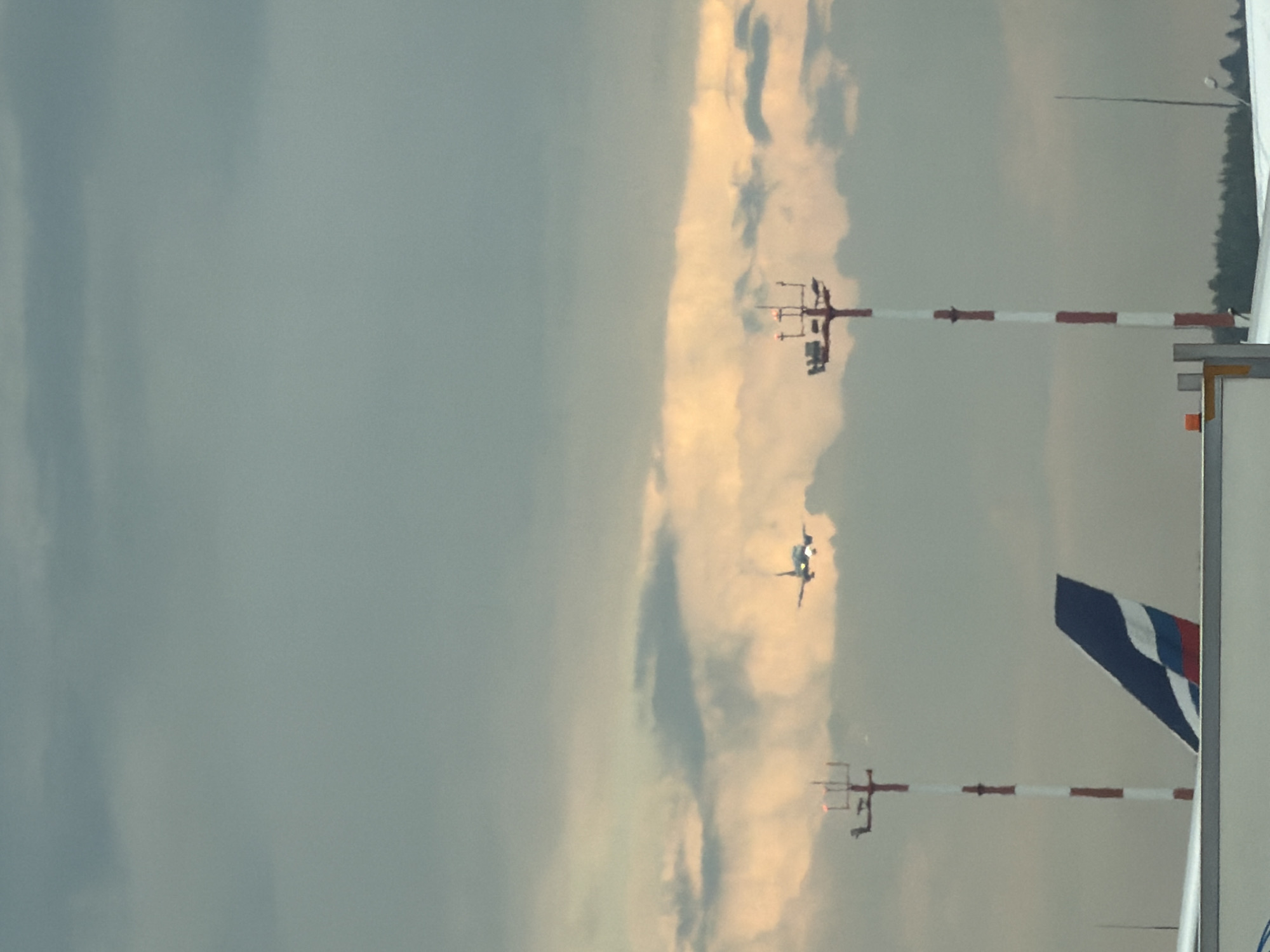 Afternoon at Sheremetyevo: terminal interiors and planes on a cloudy day
