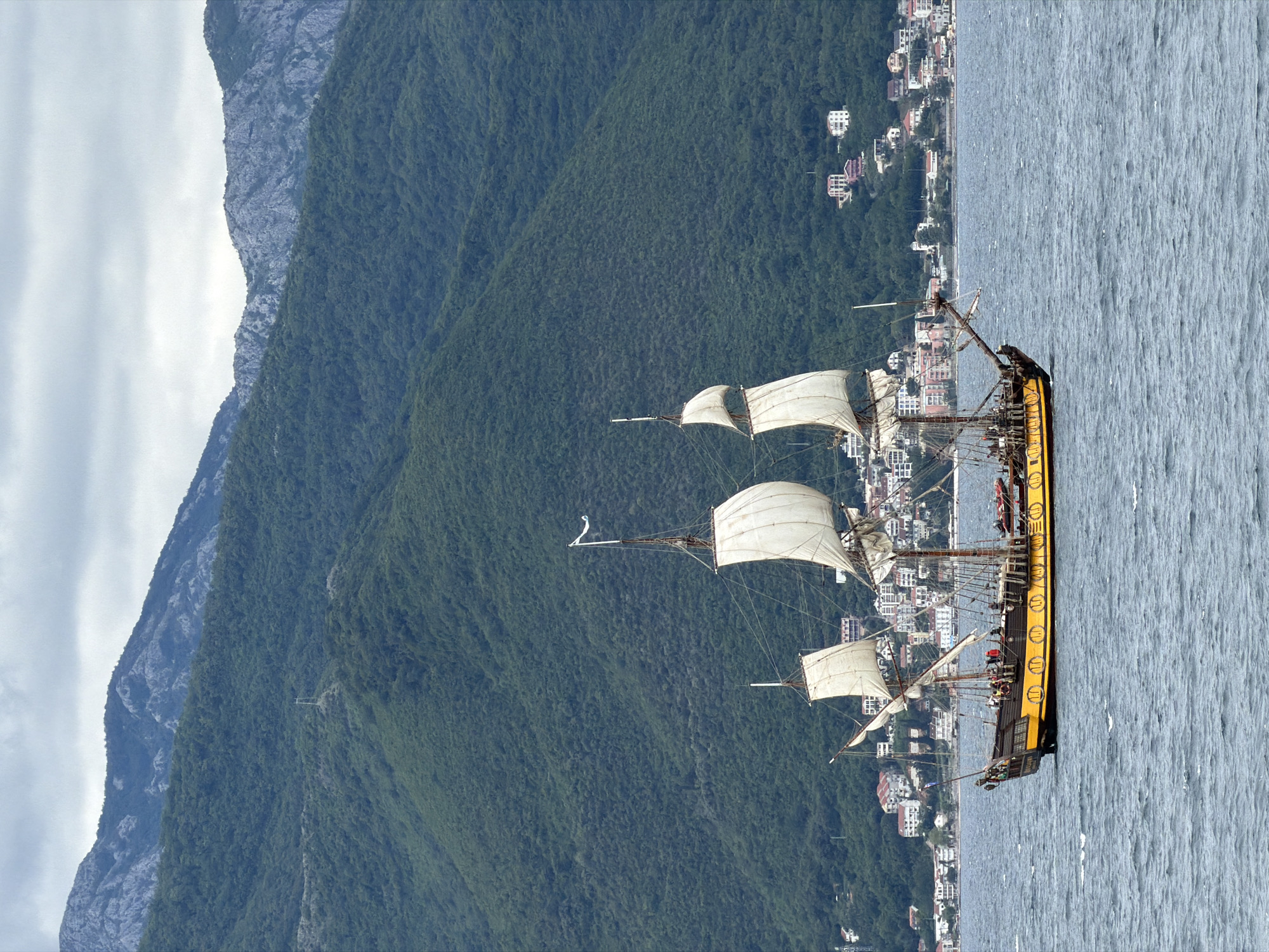 Historic tall ship spotted sailing Montenegro's Bay of Kotor