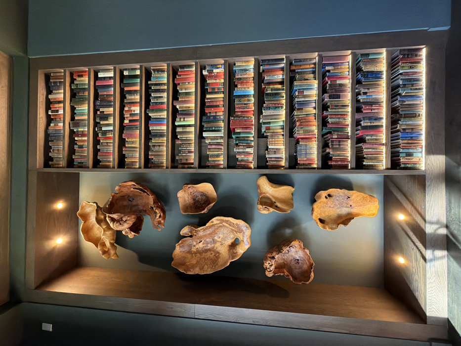 Art collection viewing documented in Greenville featuring sculptures and artifacts