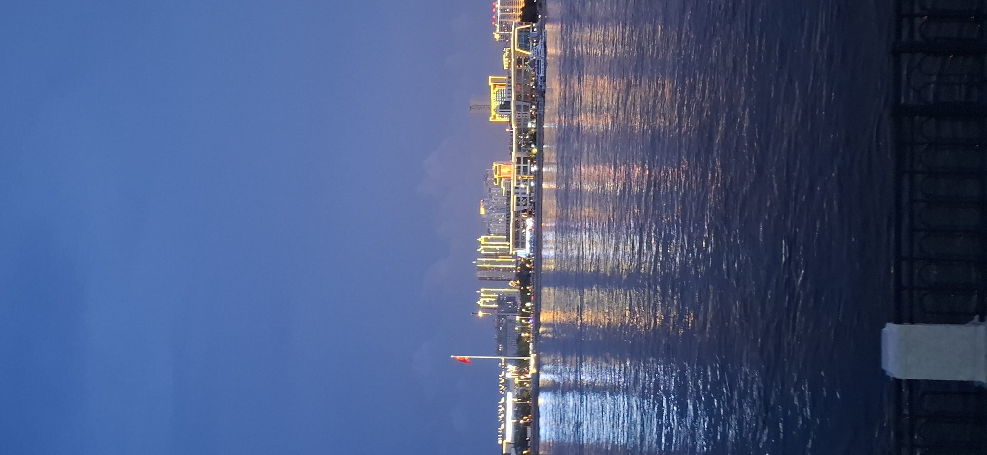 Twilight along the Amur River, Blagoveshchensk embankment