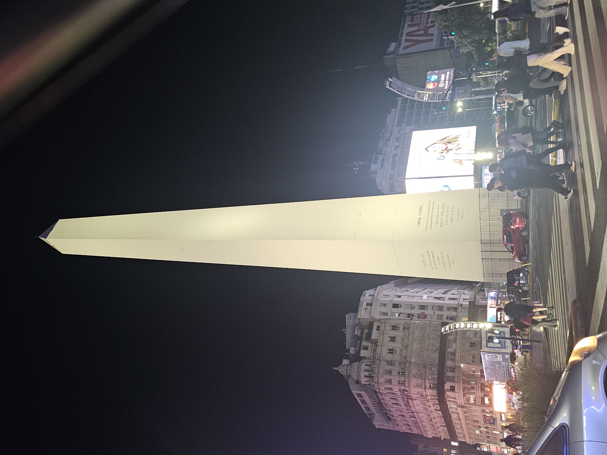 Buenos Aires landmarks illuminated at night, April 2026