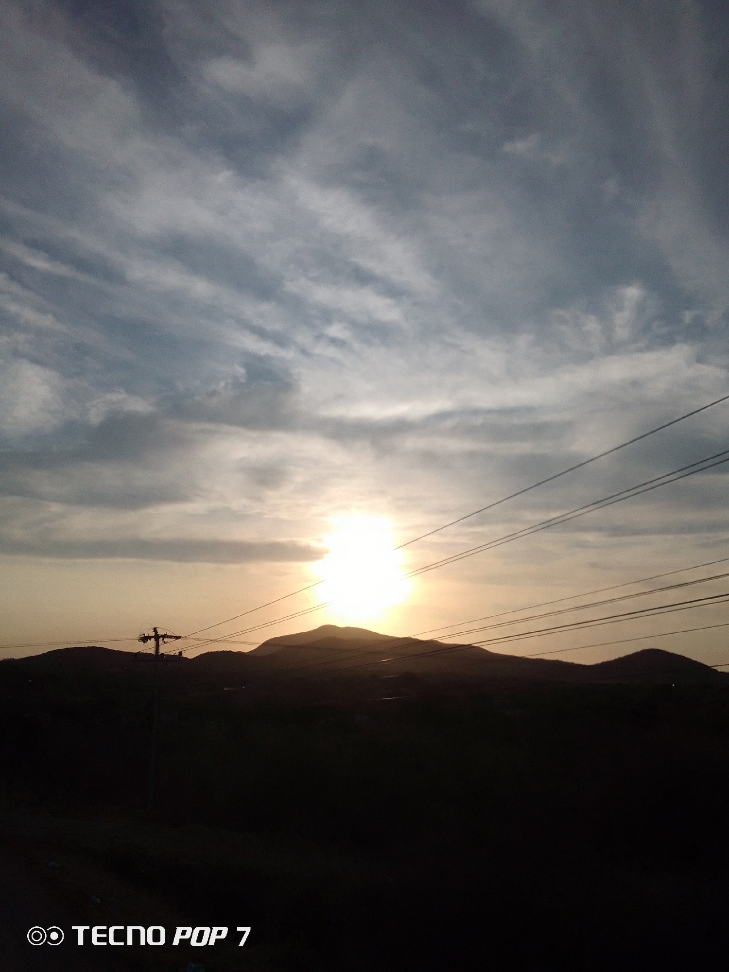 Sunset captured behind mountains in Altagracia, Venezuela