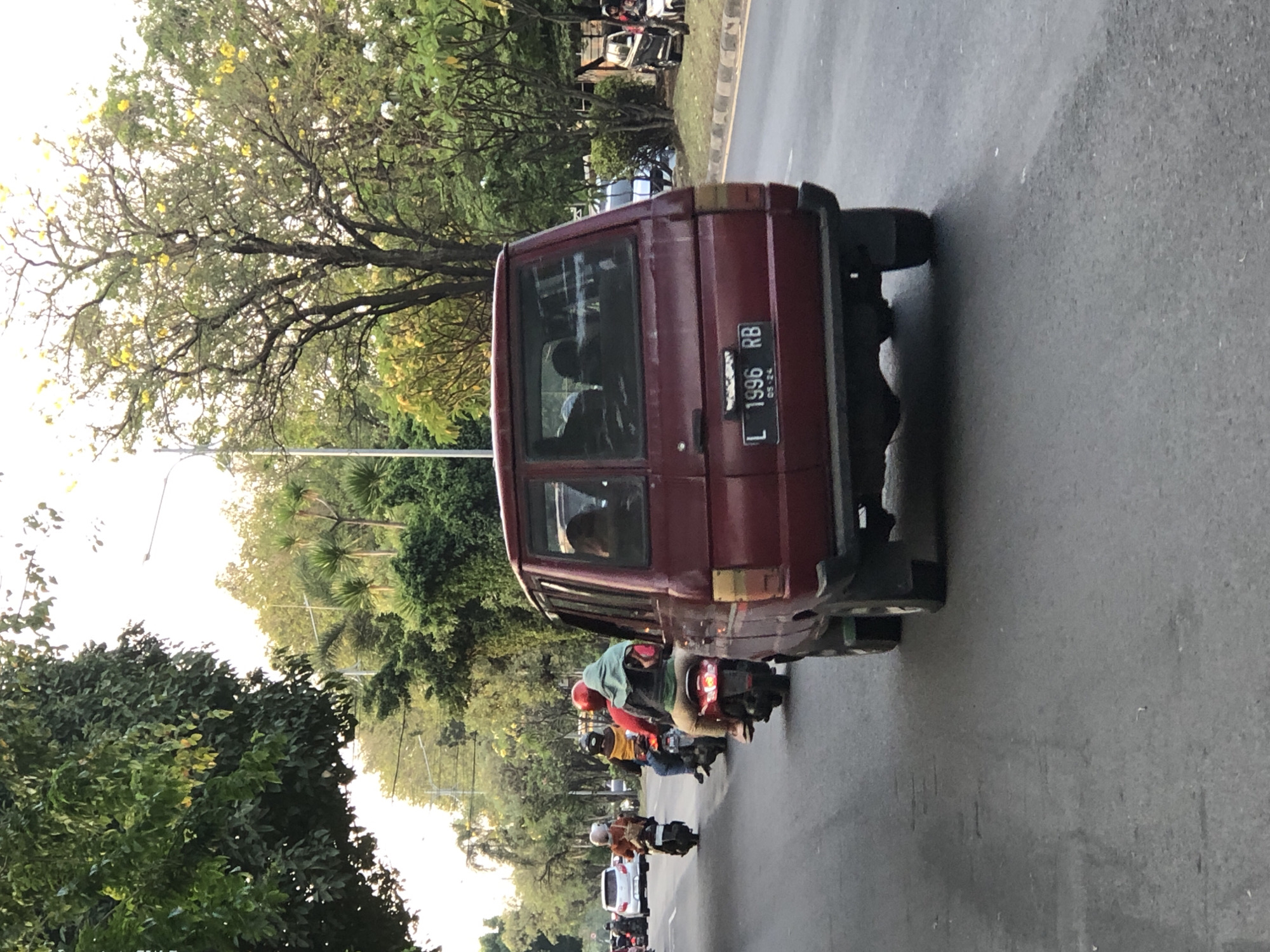 Busy morning traffic flows through Gelam, East Java