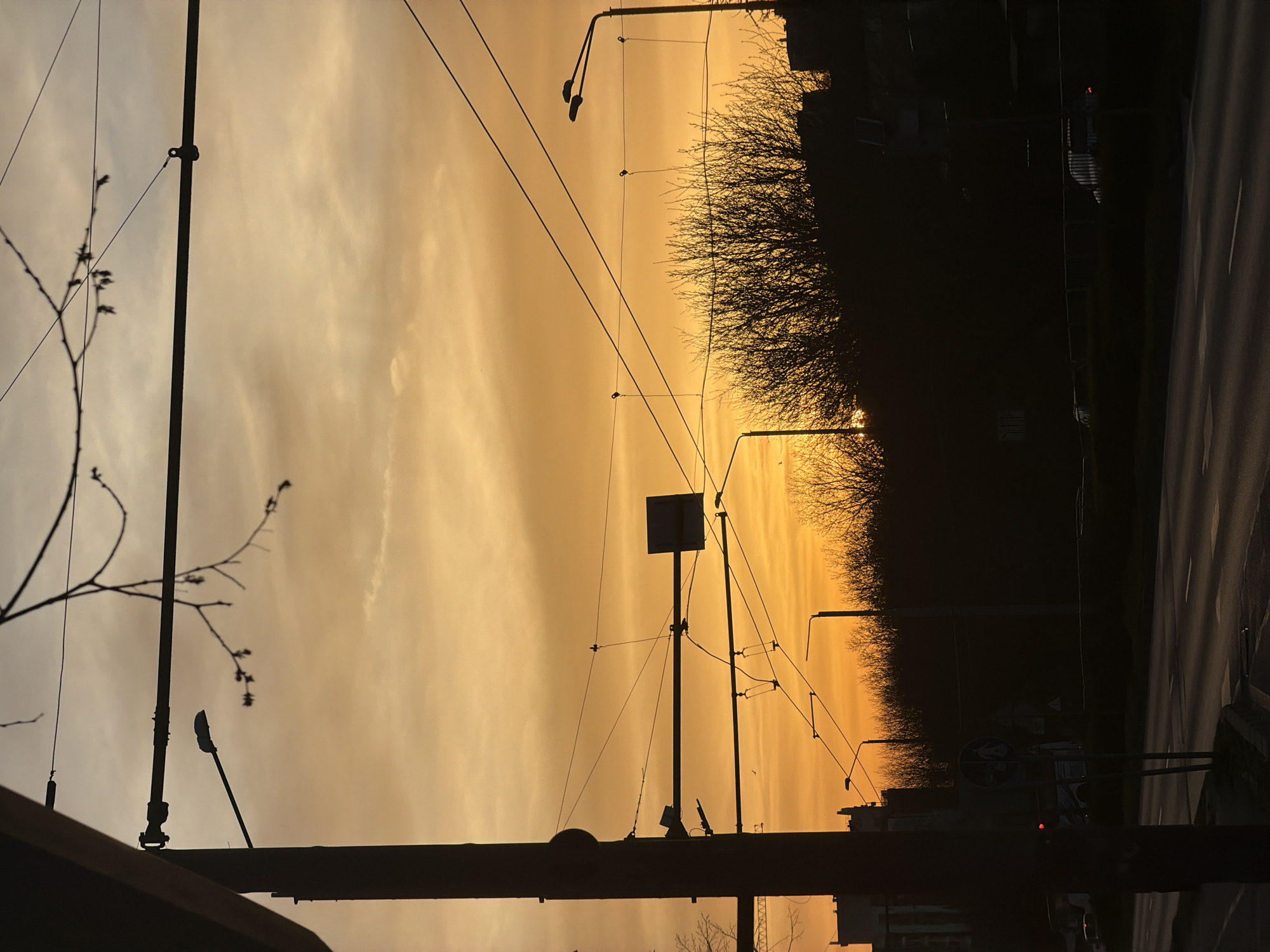Golden sunset silhouettes urban skyline in Varna, Bulgaria