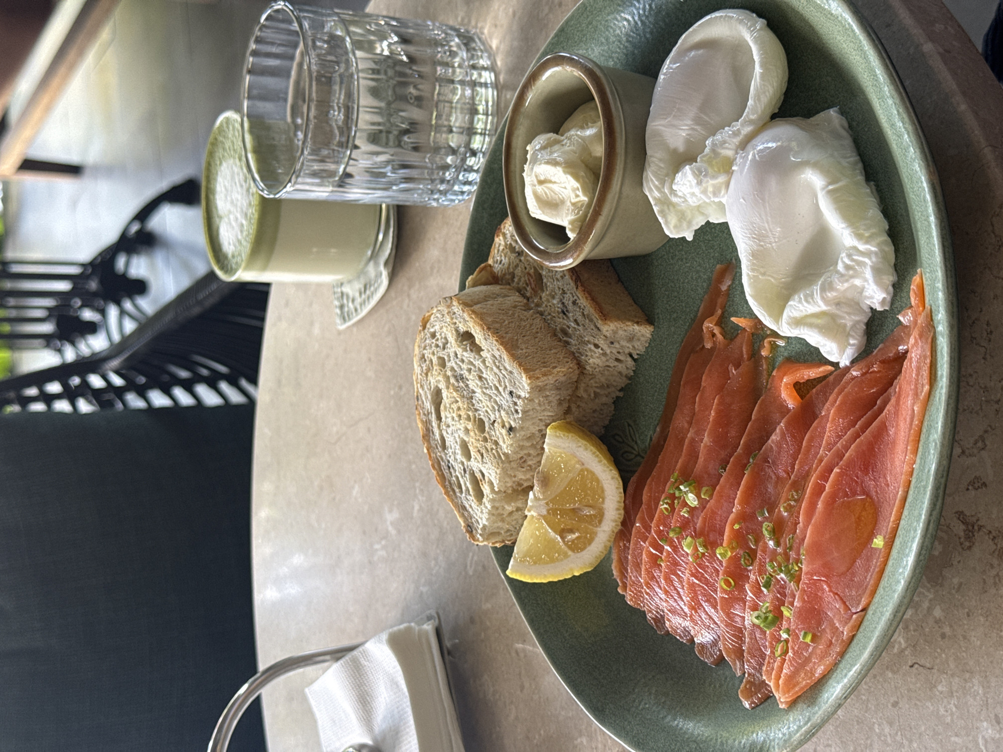 Salmon breakfast meal served in Ubud, Indonesia