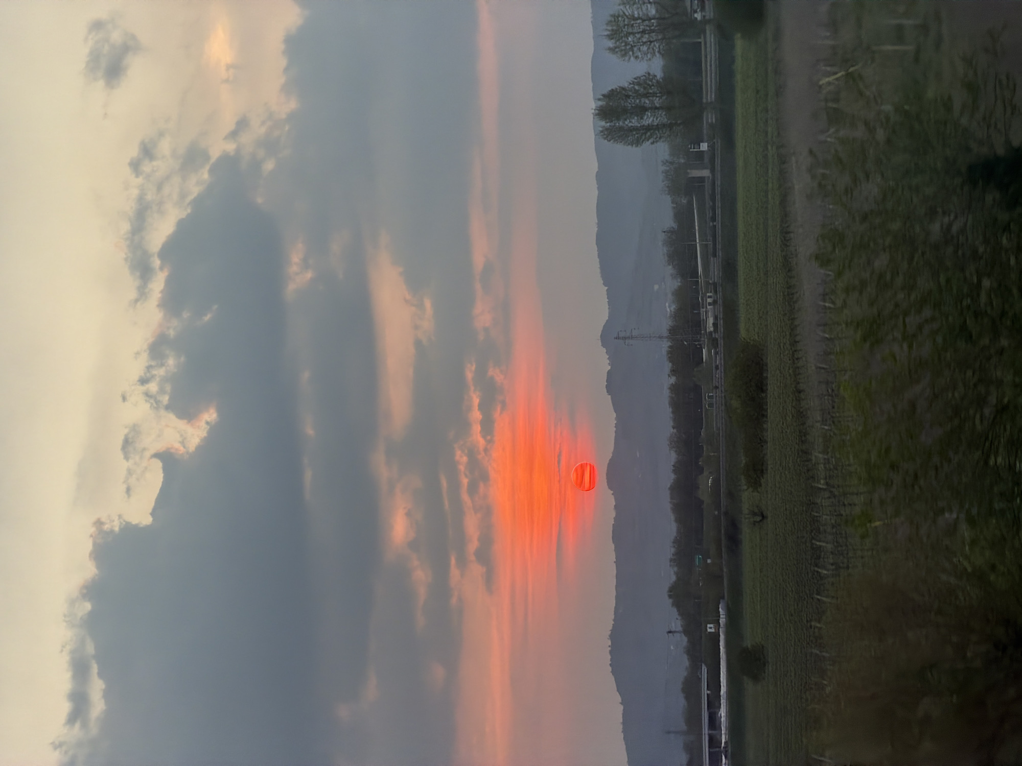 Sunset captured from vehicle in Altavilla Vicentina, Italy