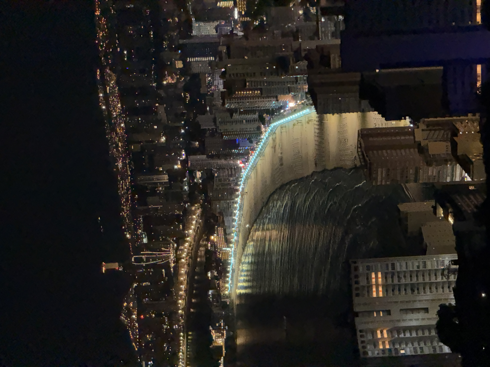 Benidorm's lit-up coastline viewed from the hills at night