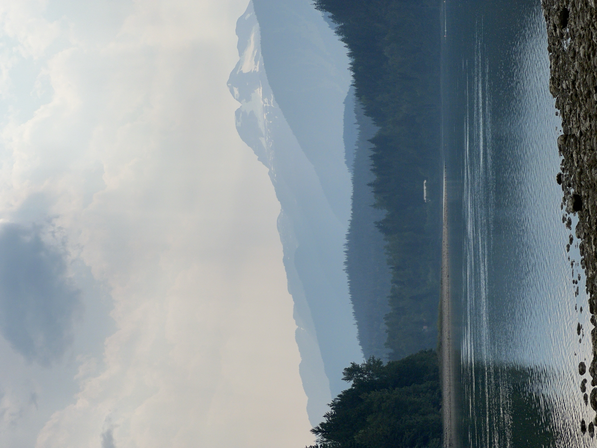 Layered mountains and lake near Revelstoke, BC