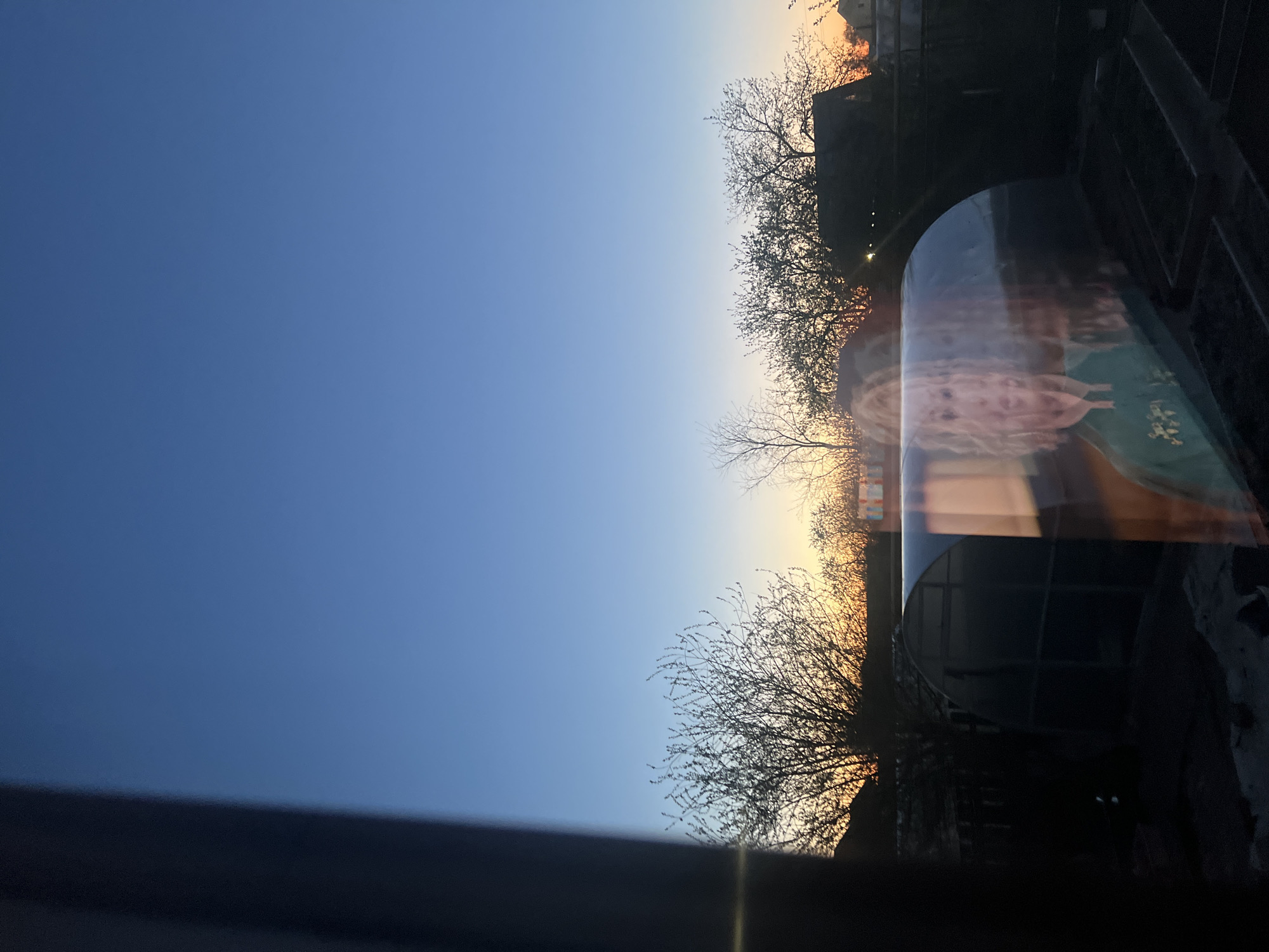 Dusk sky captured through window in Votkinsk, Russia