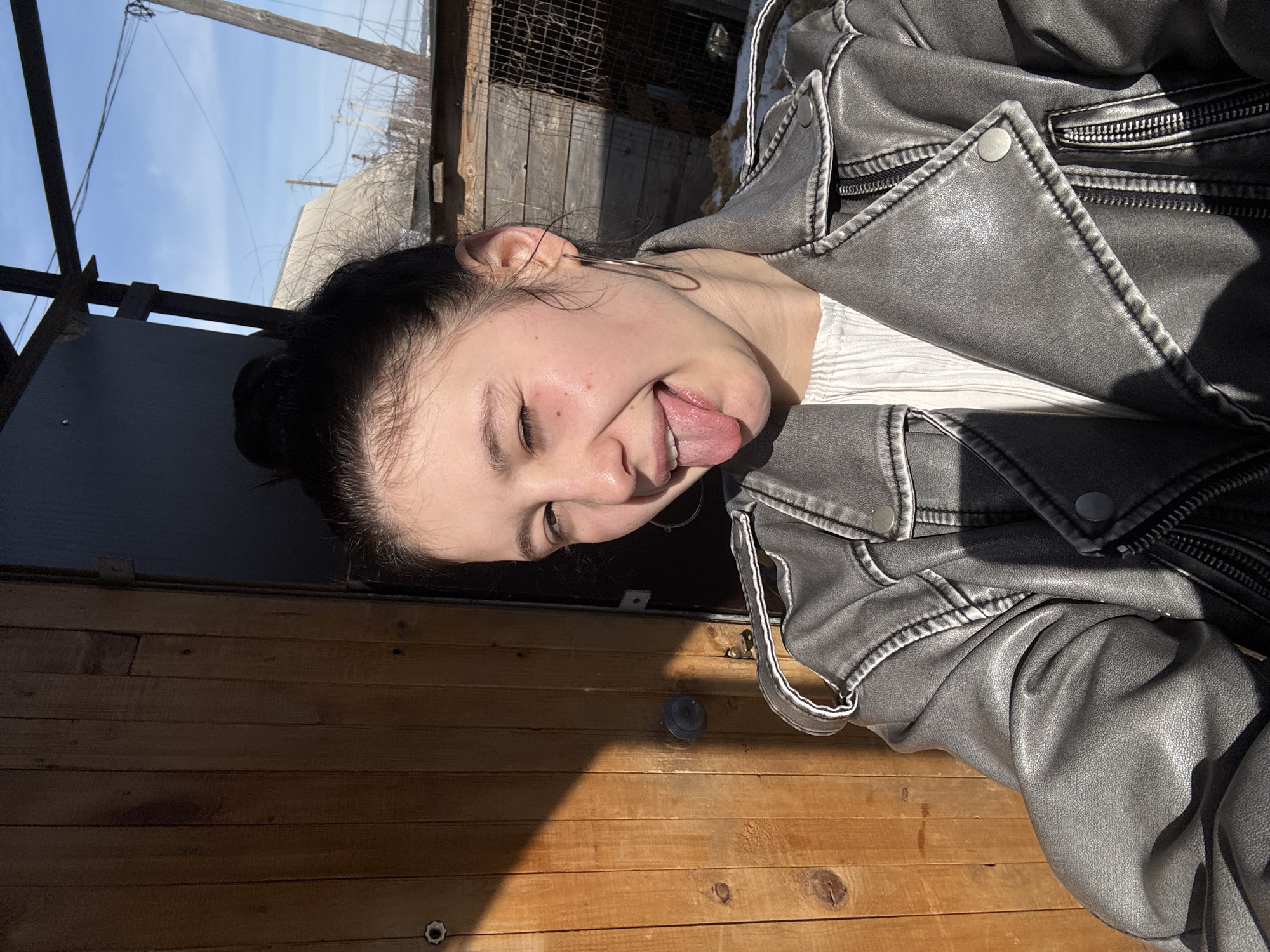 Two women take playful selfies together in Foki, Russia