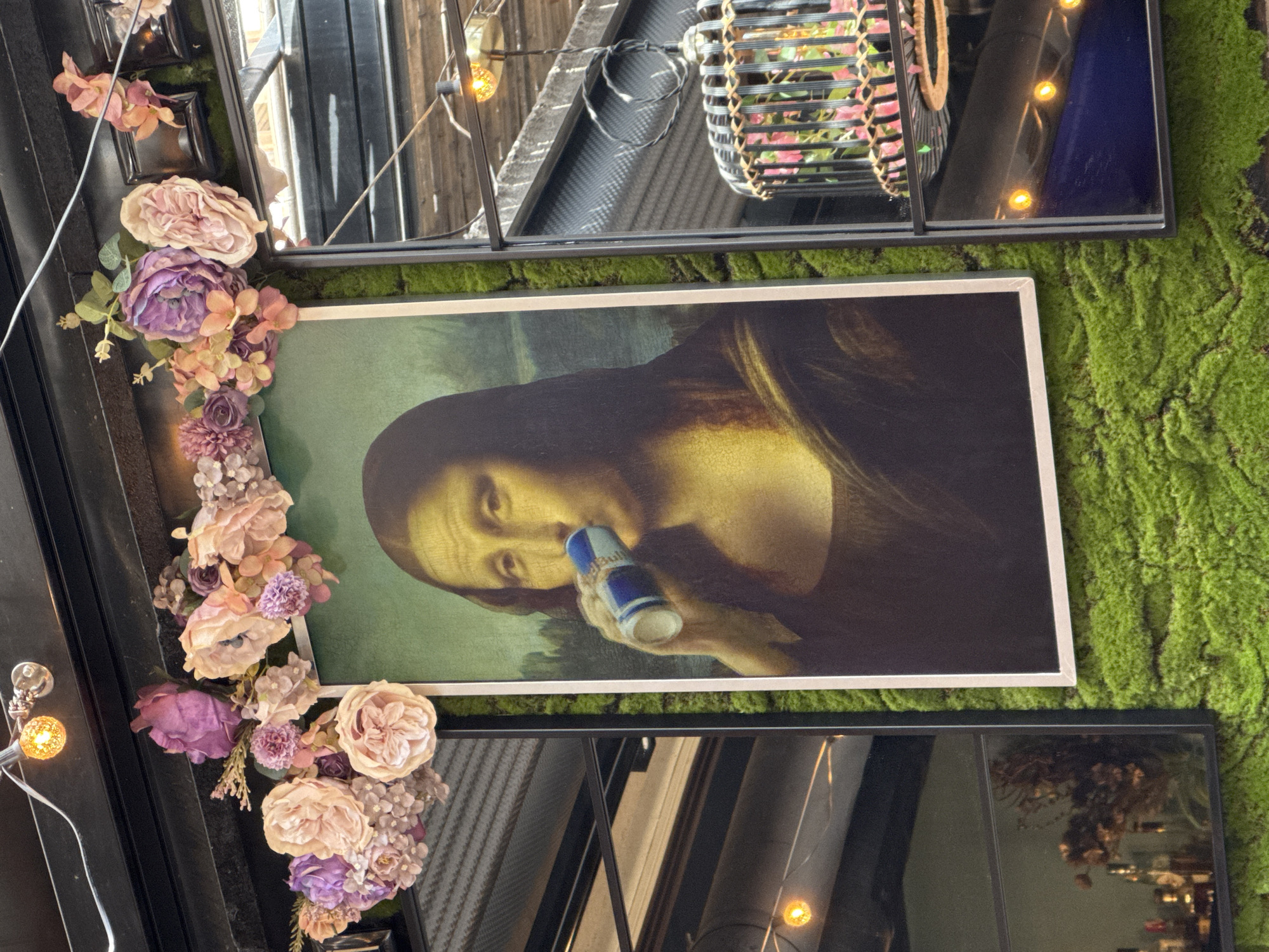 Diners eat at quirky Pleven restaurant with Mona Lisa art