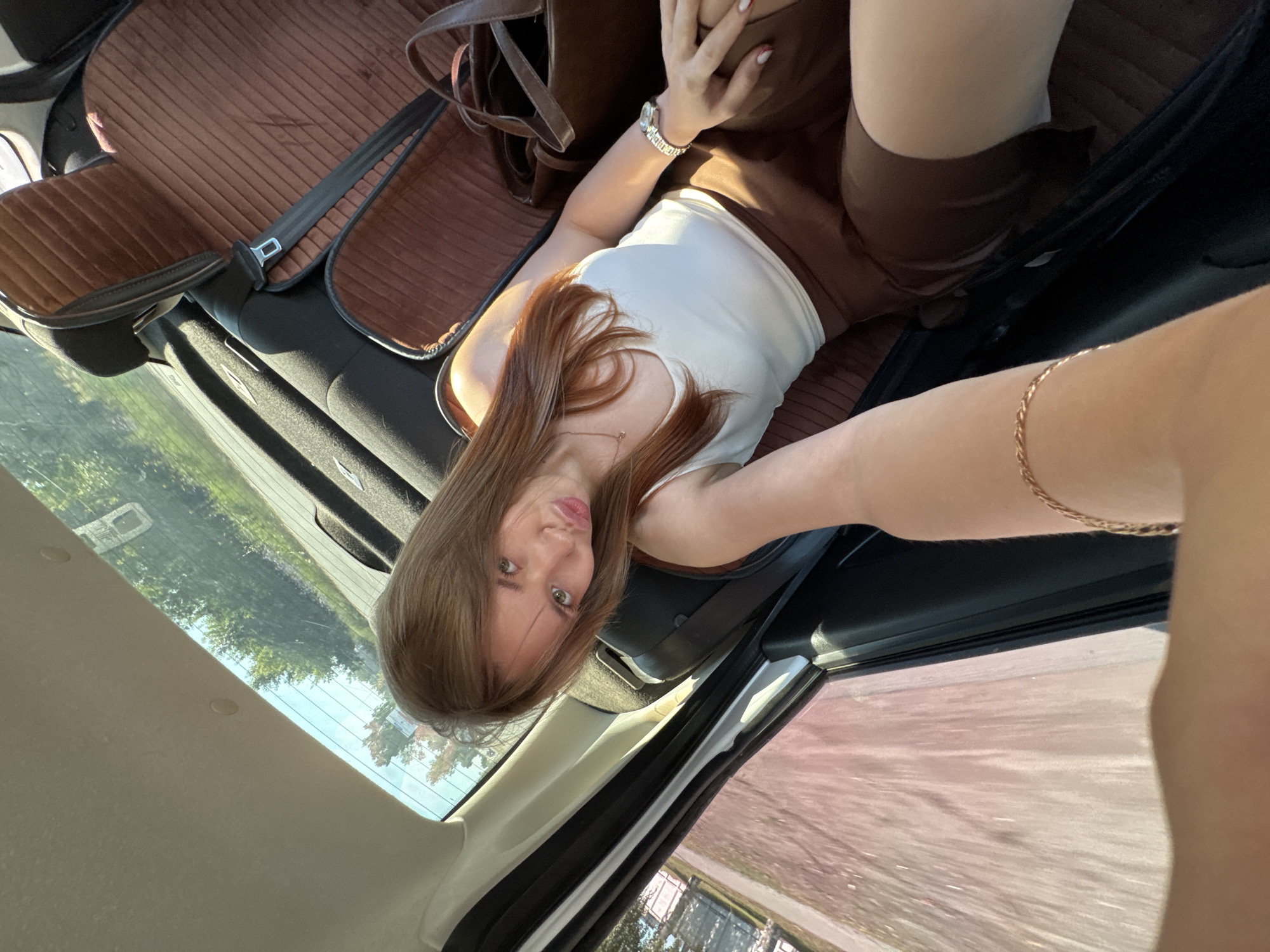 Backseat selfie session in a parked car, Chaikovsky