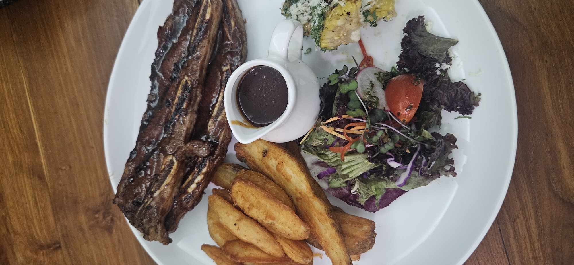 Lunch spread at a steak restaurant in Bekasi