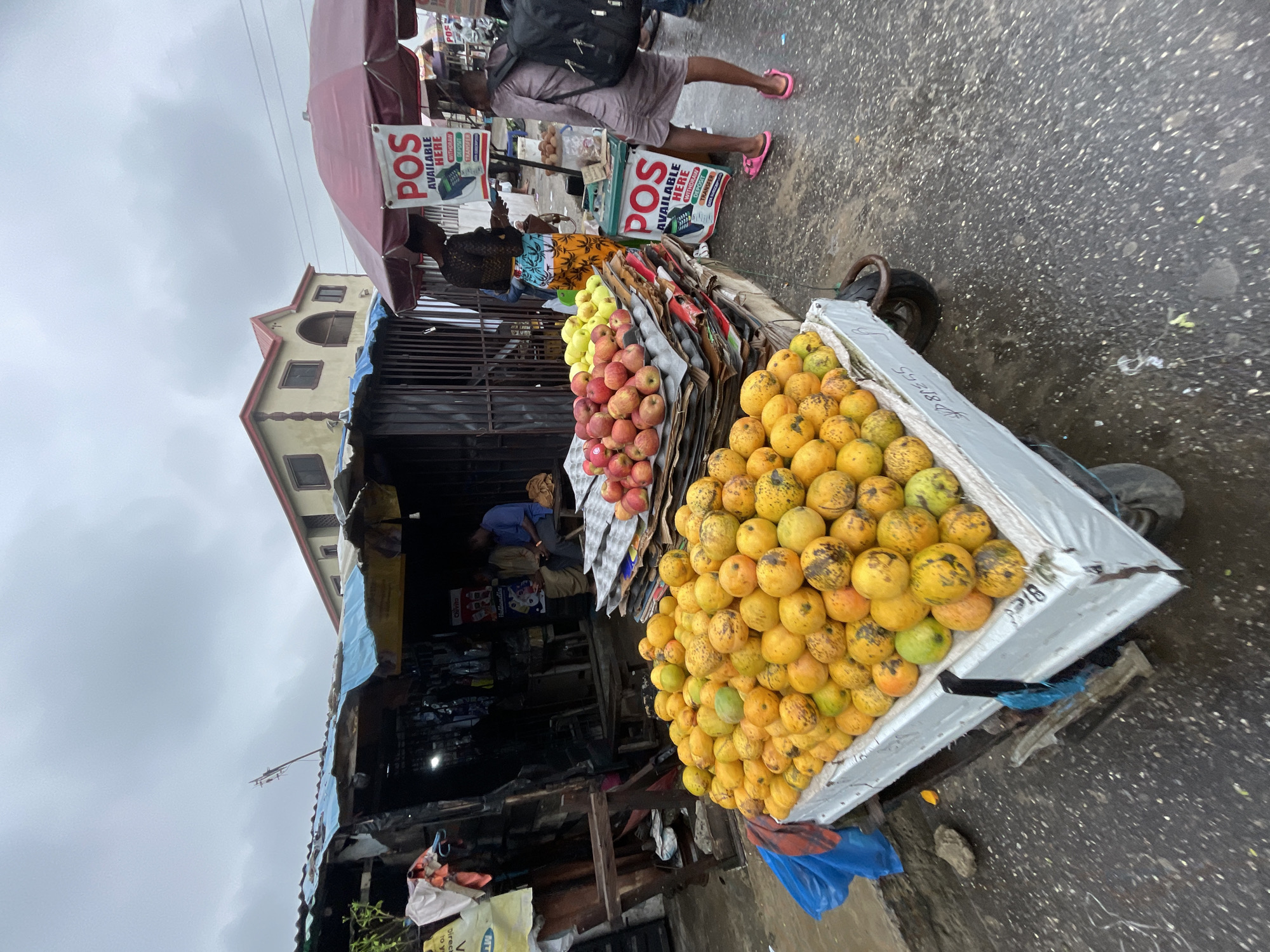 Rainy morning street life continues in Ado, Nigeria