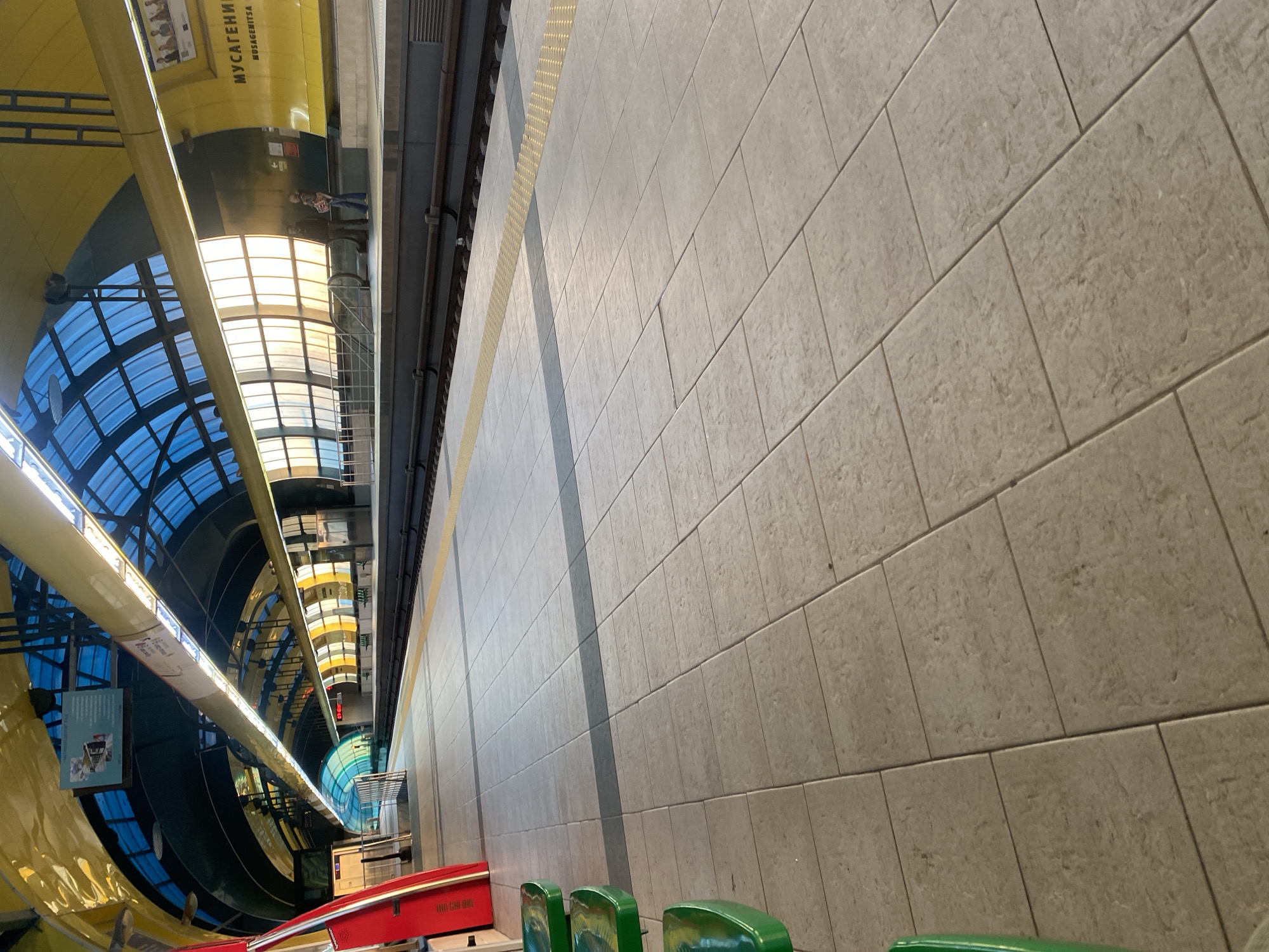 Metro station interior photographed in Sofia, Bulgaria