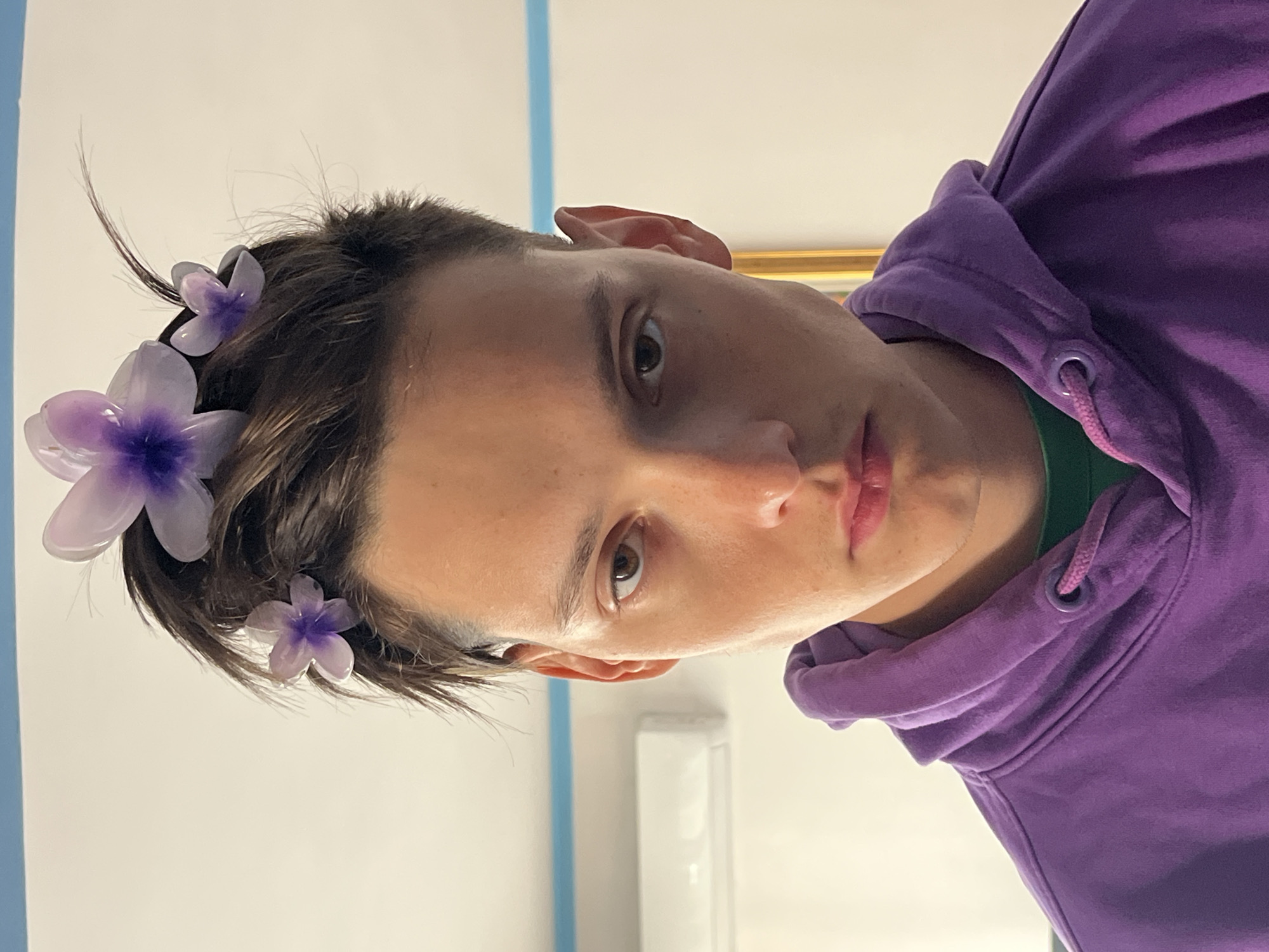 Young person spotted wearing purple hoodie, flowers in Budva
