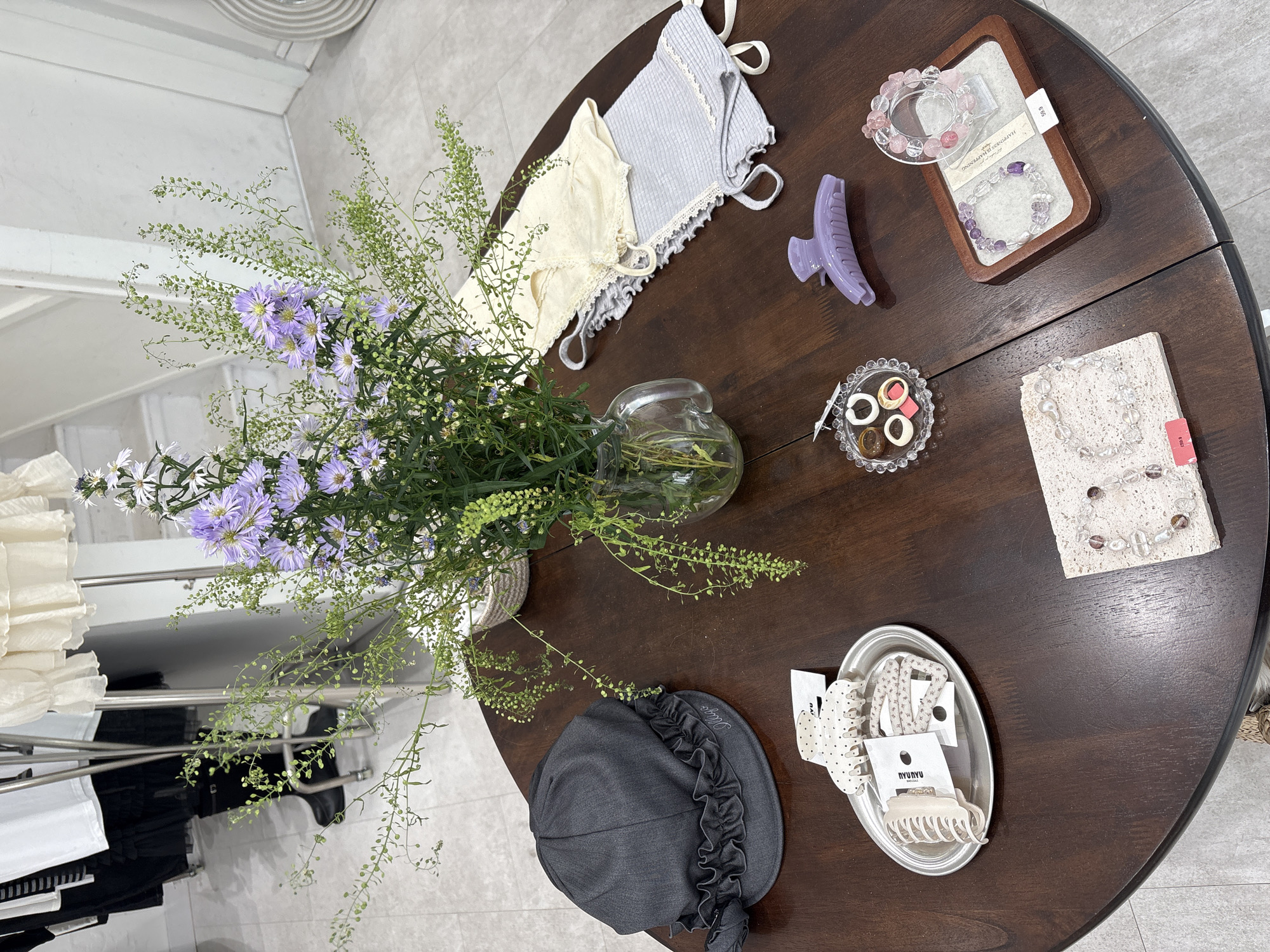 Boutique display table photographed in central London
