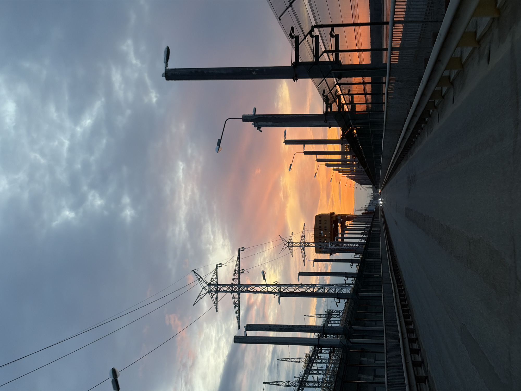 Bridge sunset drive documented in Chaikovsky, Russia