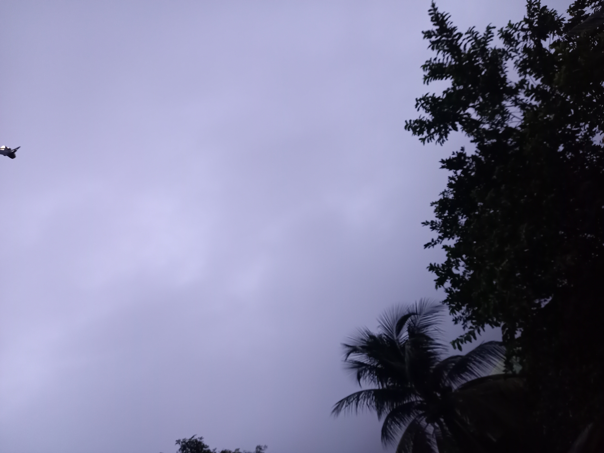 Aircraft spotted overhead, person resting indoors during early morning