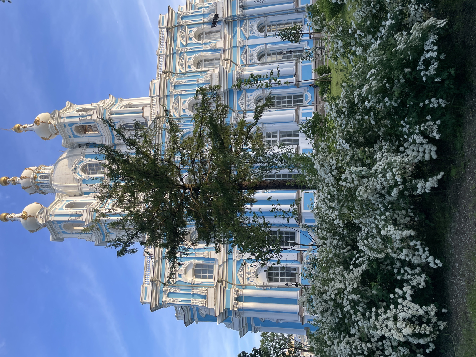 Tourist documents Smolny Cathedral visit in St. Petersburg