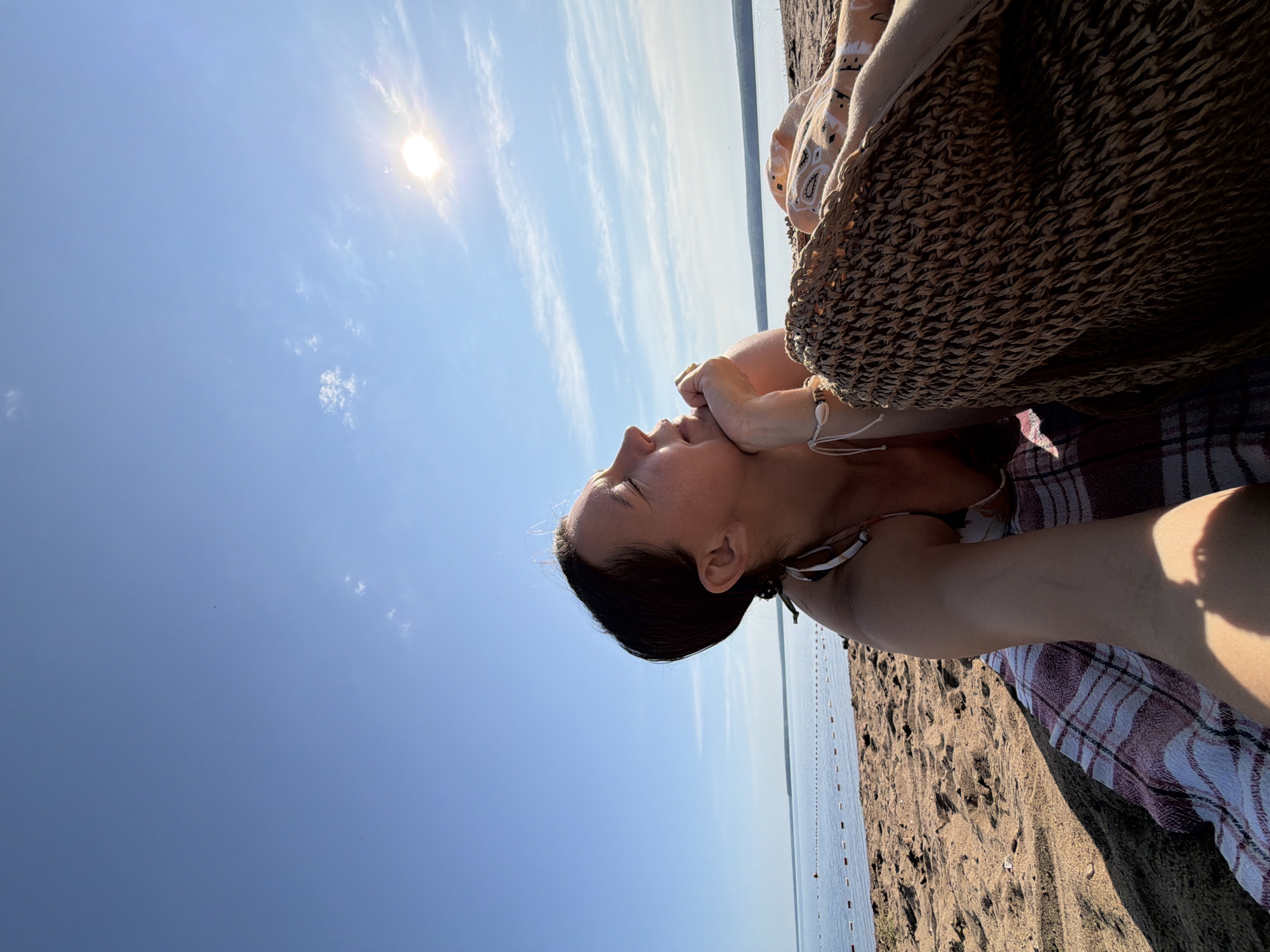 Sunny afternoon at a Kama River beach in Chaikovsky