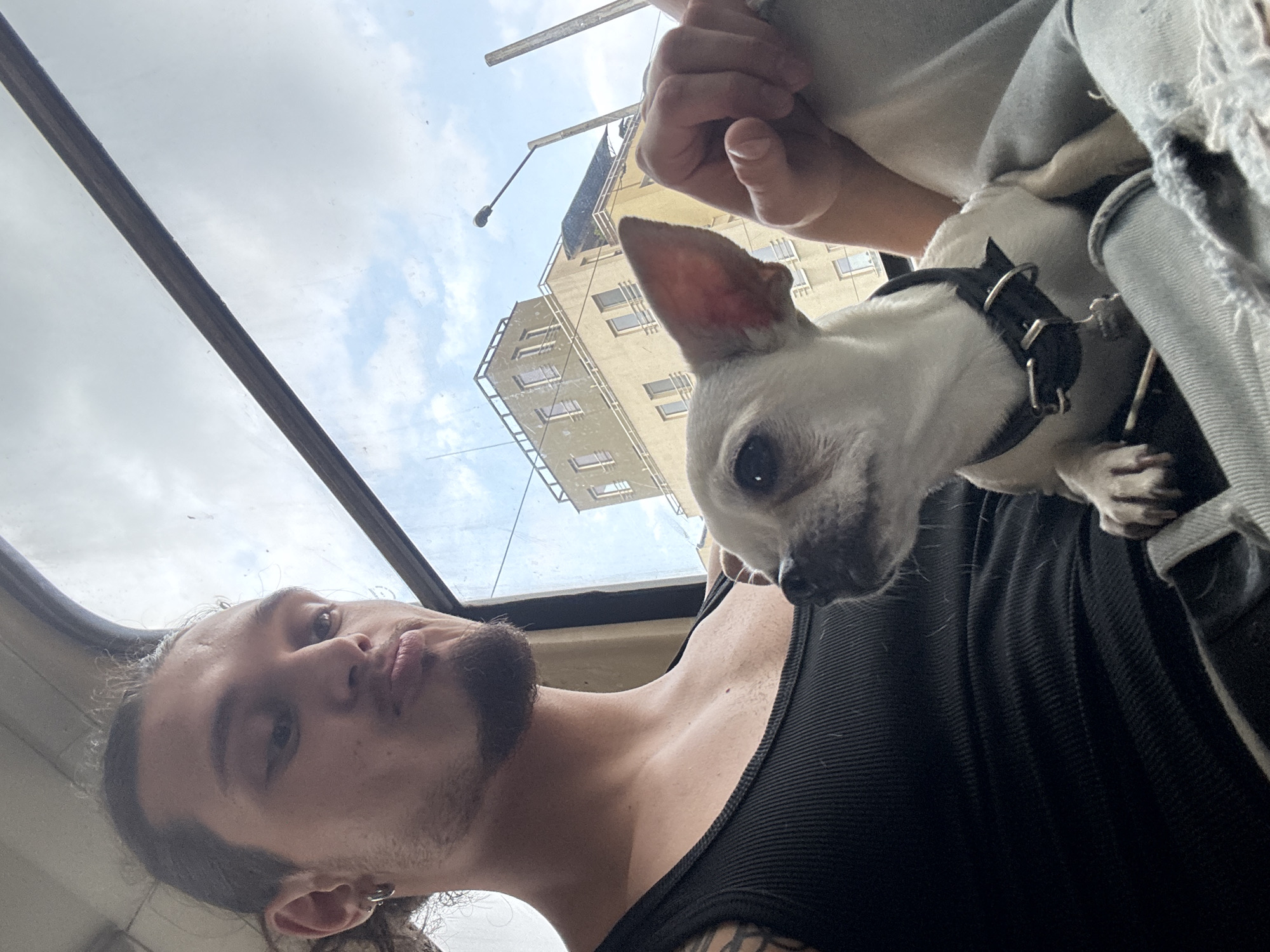 Selfie with a Chihuahua on a busy Sofia street