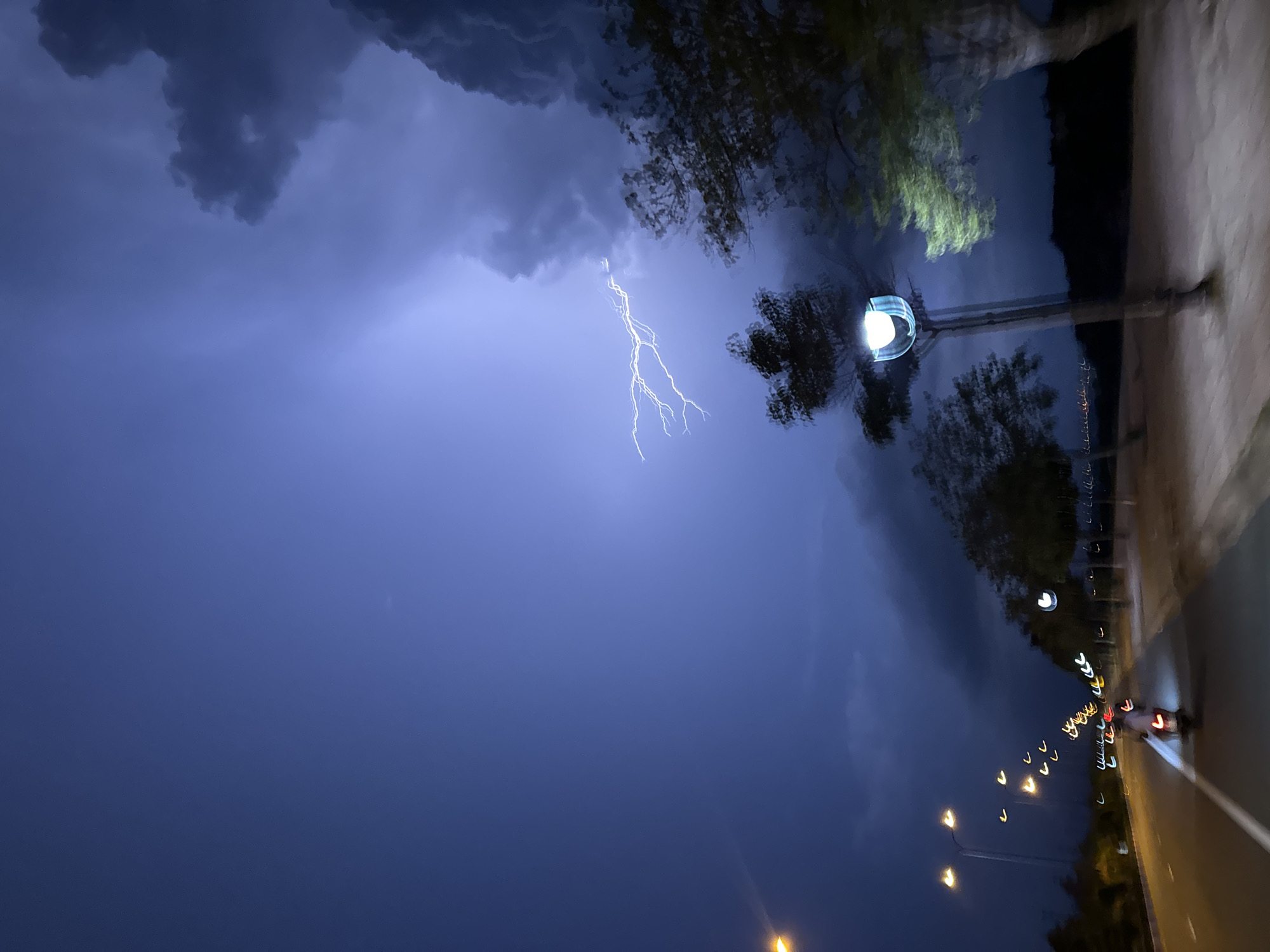 Lightning strike photographed during nighttime storm in Vietnam