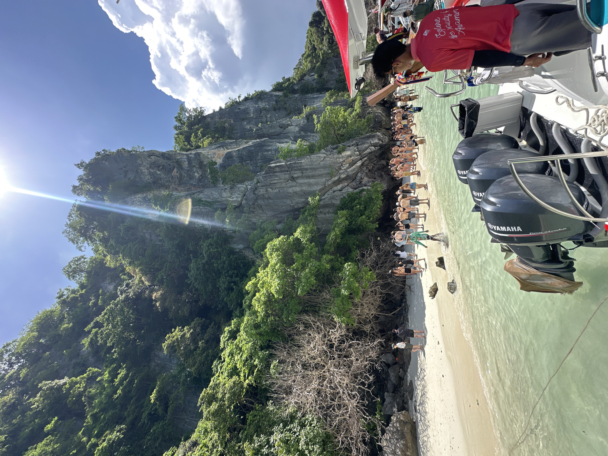 Limestone cliffs, turquoise water, and monkeys at Ao Nang