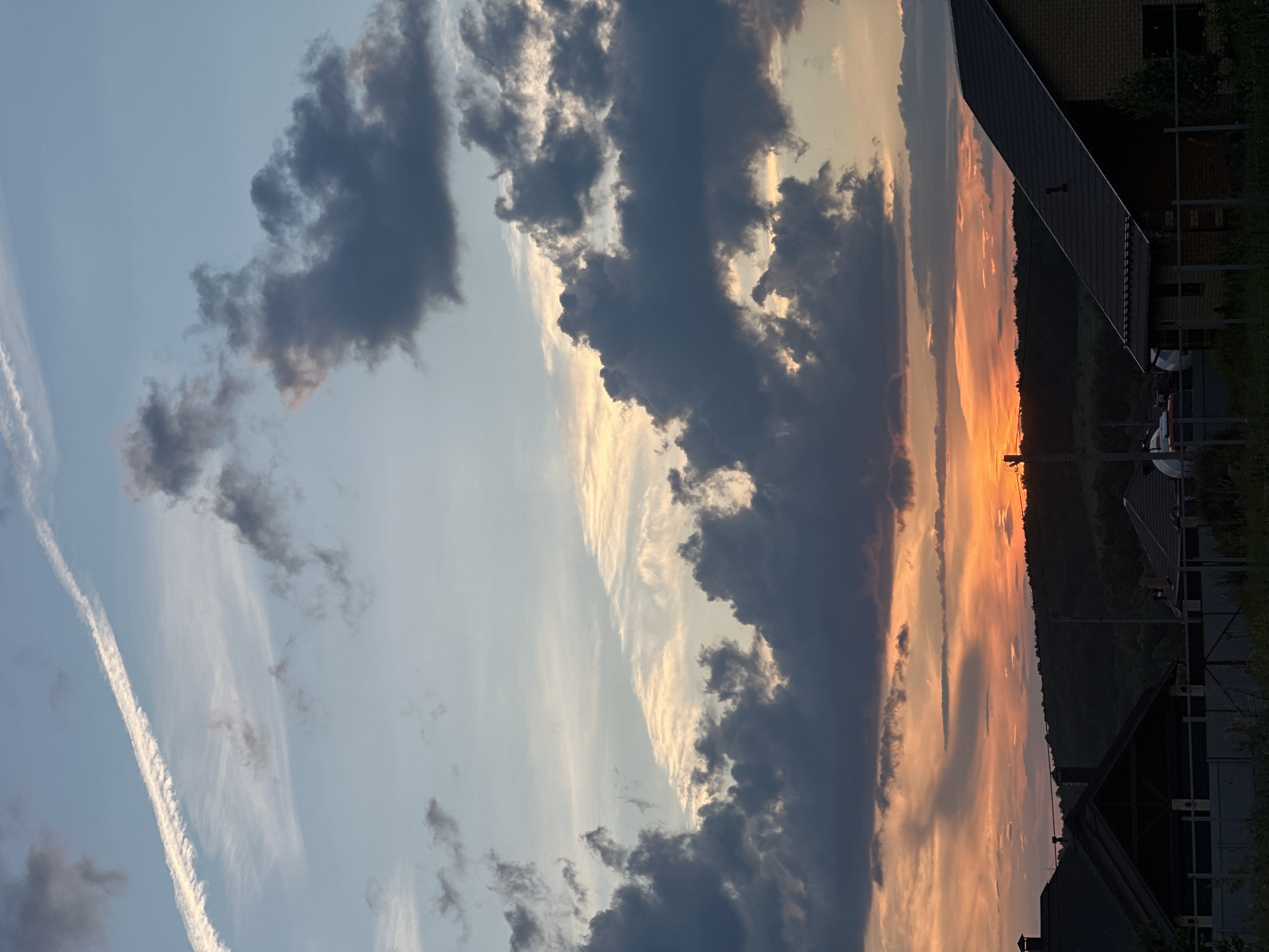 Dramatic sunset observed over rural Russian village streets